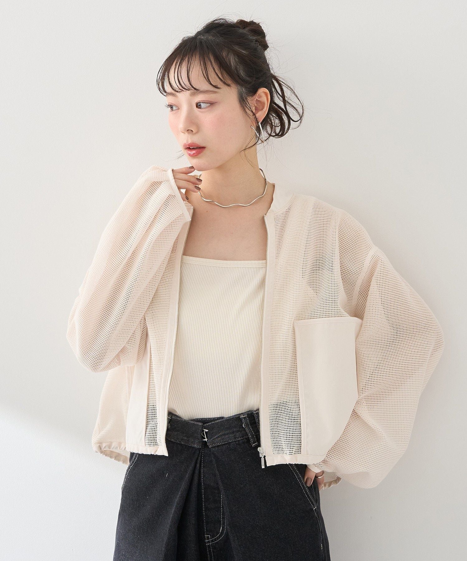 アースミュージックアンドエコロジー earth music&ecology メッシュブルゾン （グレー） グレー