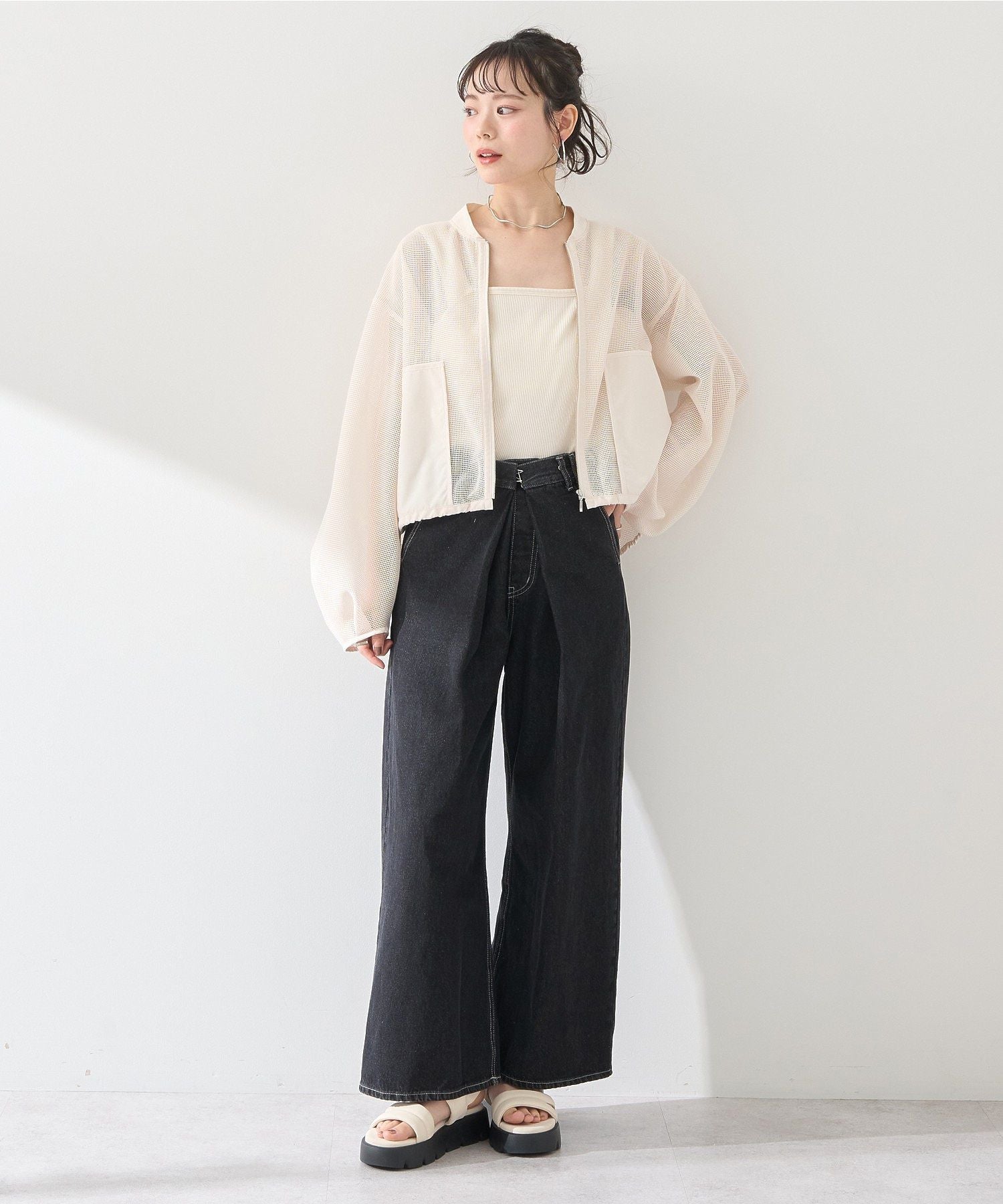 アースミュージックアンドエコロジー earth music&ecology メッシュブルゾン （グレー） グレー