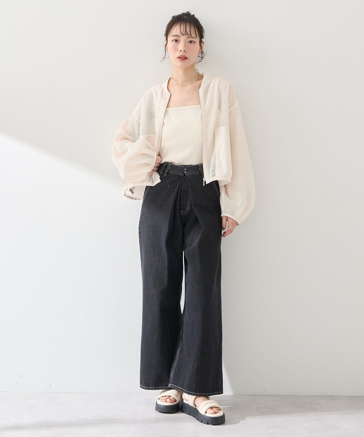 アースミュージックアンドエコロジー earth music&ecology メッシュブルゾン （グレー） グレー