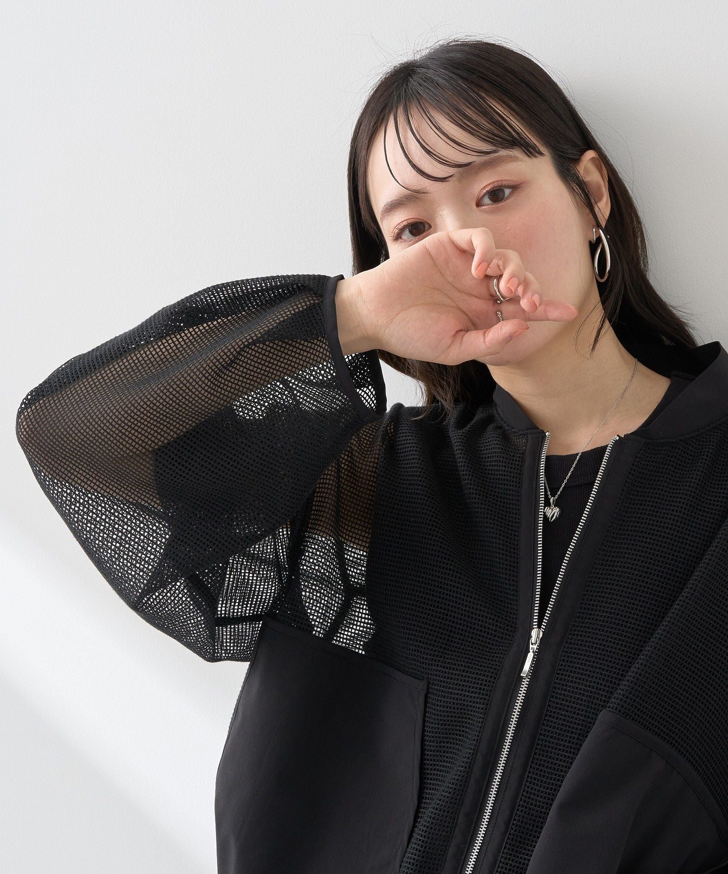 アースミュージックアンドエコロジー earth music&ecology メッシュブルゾン （グレー） グレー