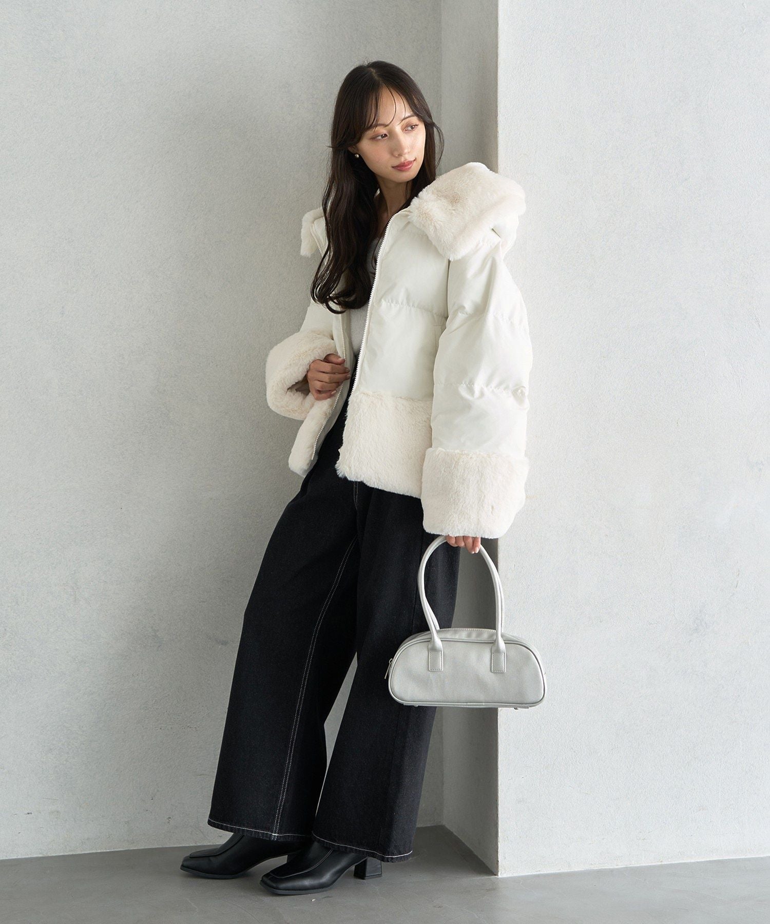 アースミュージックアンドエコロジー earth music&ecology フードファー中綿ショートコート （ブラック） ブラック