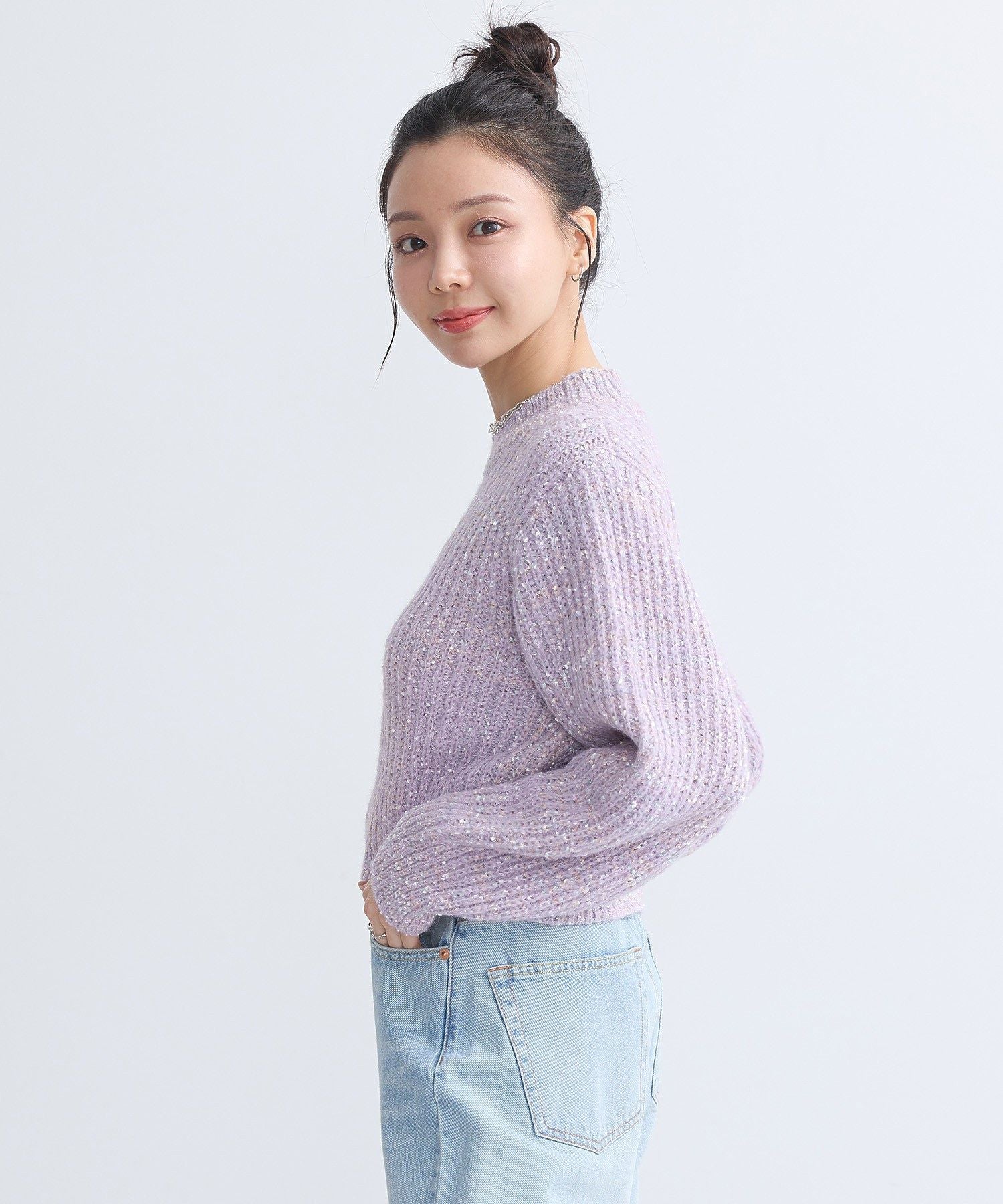 アースミュージックアンドエコロジー earth music&ecology ブラッシュヤーンニットプルオーバー （アイボリー） アイボリー