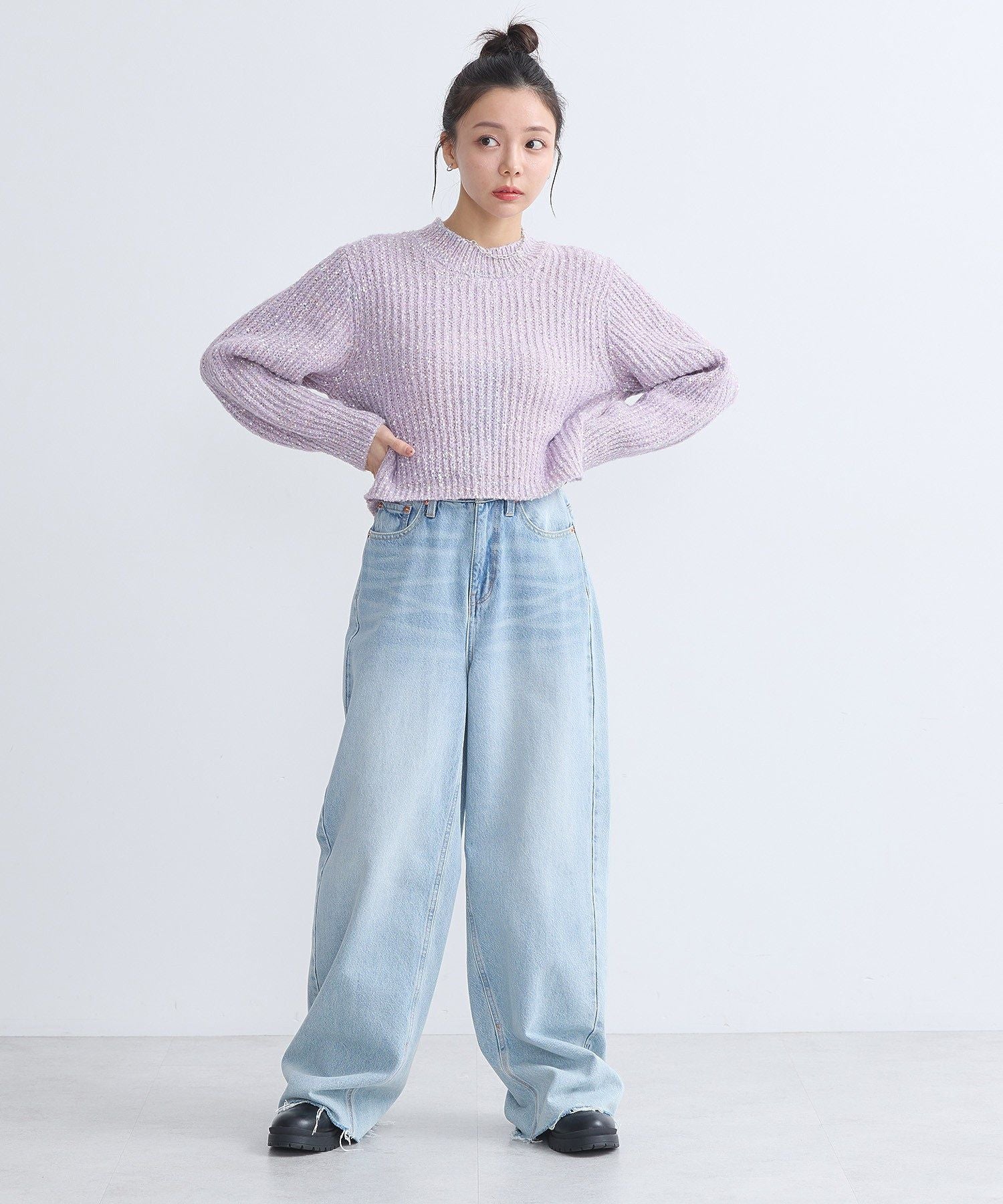 アースミュージックアンドエコロジー earth music&ecology ブラッシュヤーンニットプルオーバー （アイボリー） アイボリー