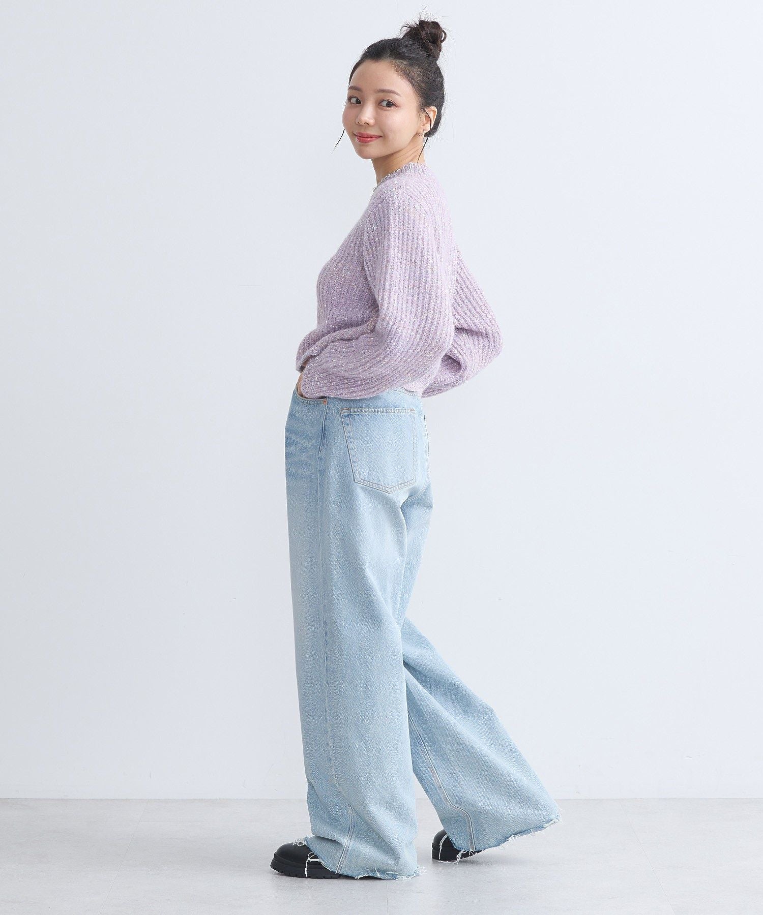 アースミュージックアンドエコロジー earth music&ecology ブラッシュヤーンニットプルオーバー （アイボリー） アイボリー