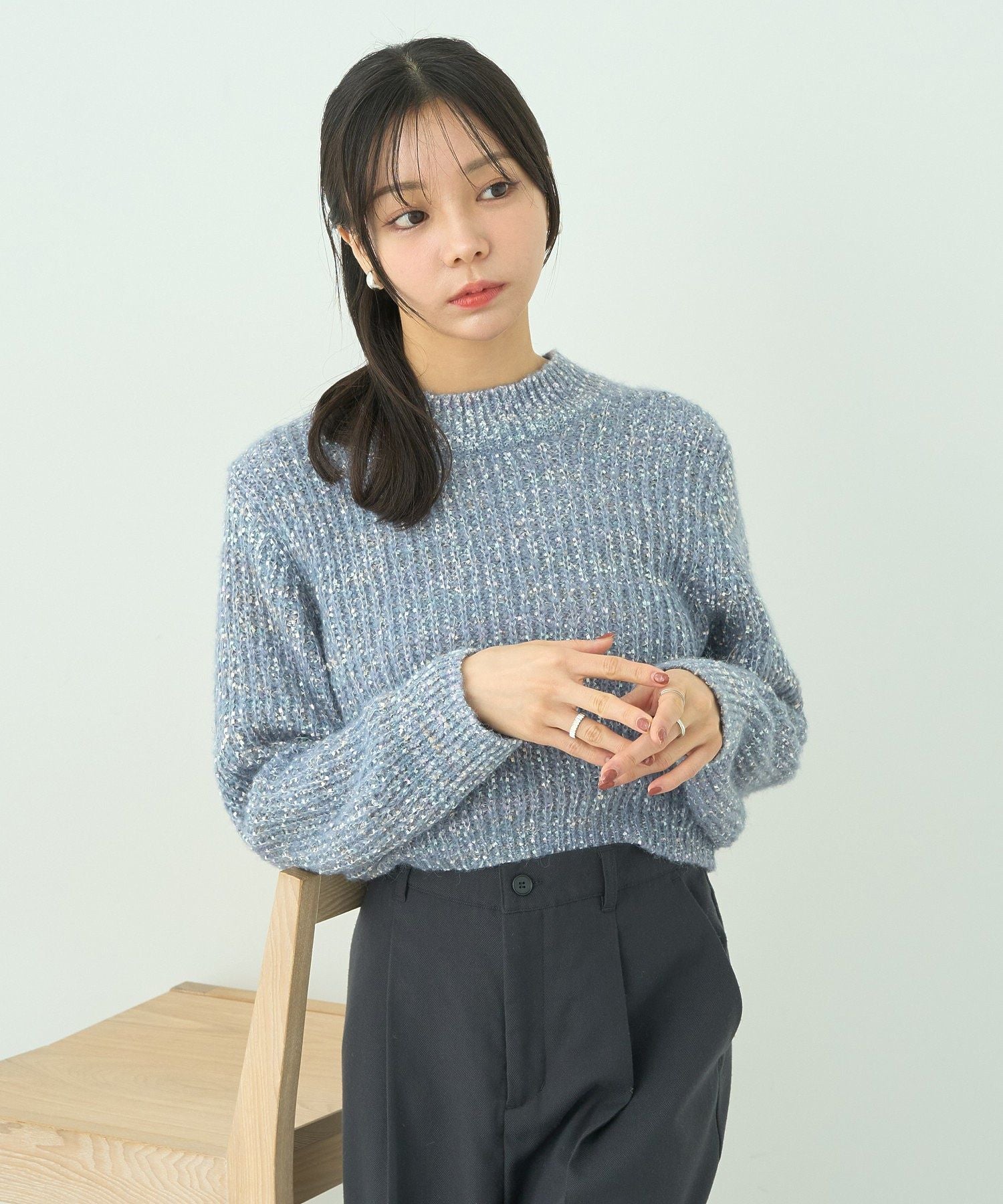 アースミュージックアンドエコロジー earth music&ecology ブラッシュヤーンニットプルオーバー （アイボリー） アイボリー