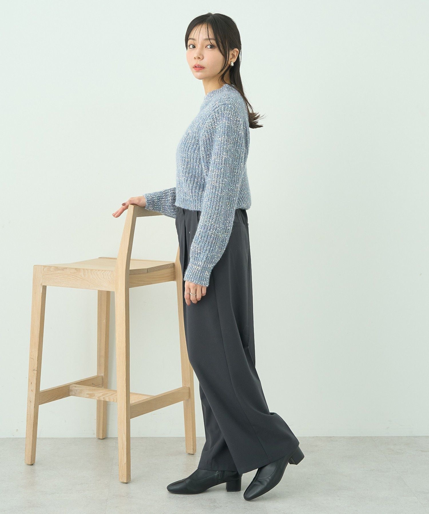 アースミュージックアンドエコロジー earth music&ecology ブラッシュヤーンニットプルオーバー （アイボリー） アイボリー