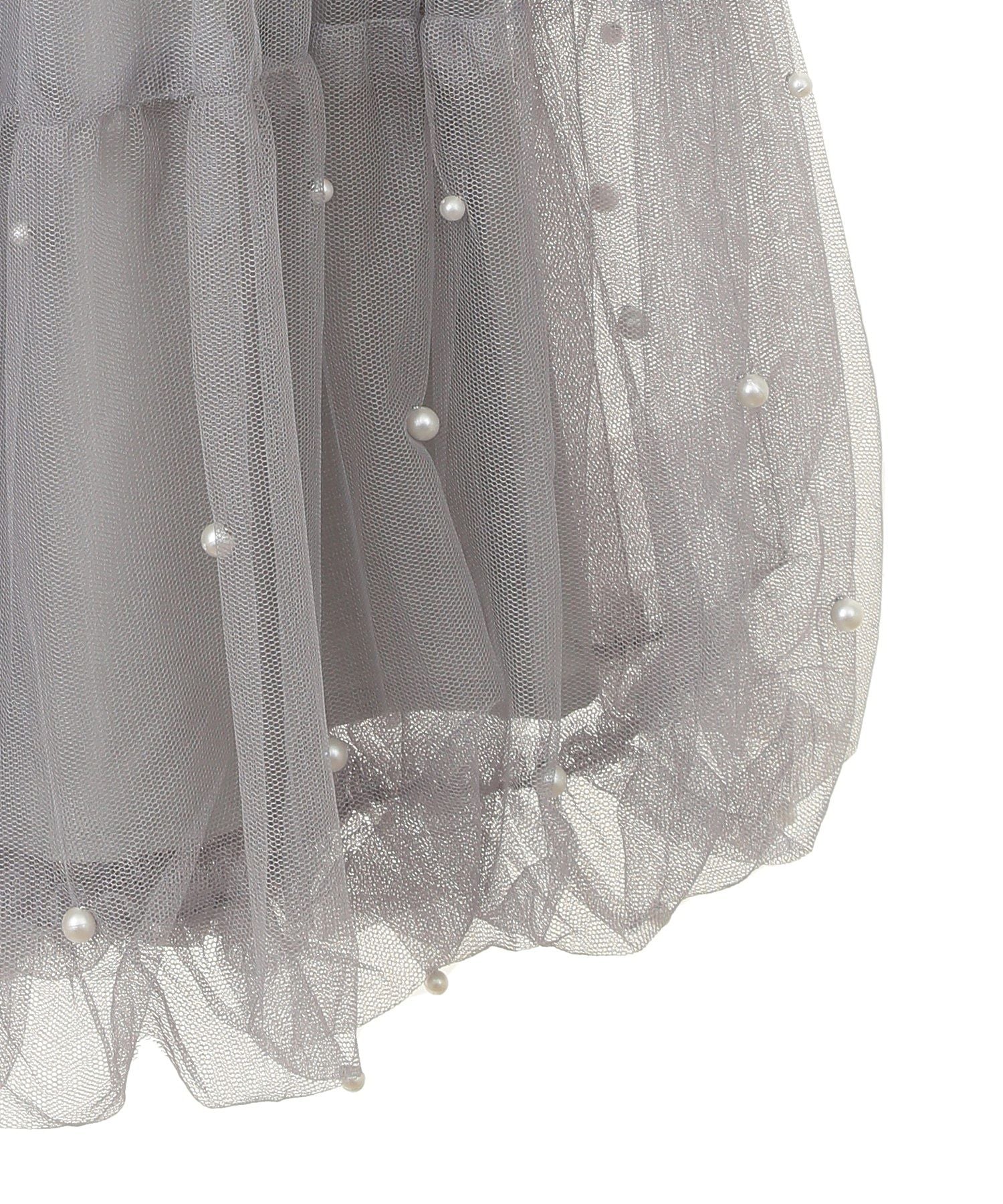 アースミュージックアンドエコロジー earth music&ecology チュールパールスカート （ライトグレー） ライトグレー