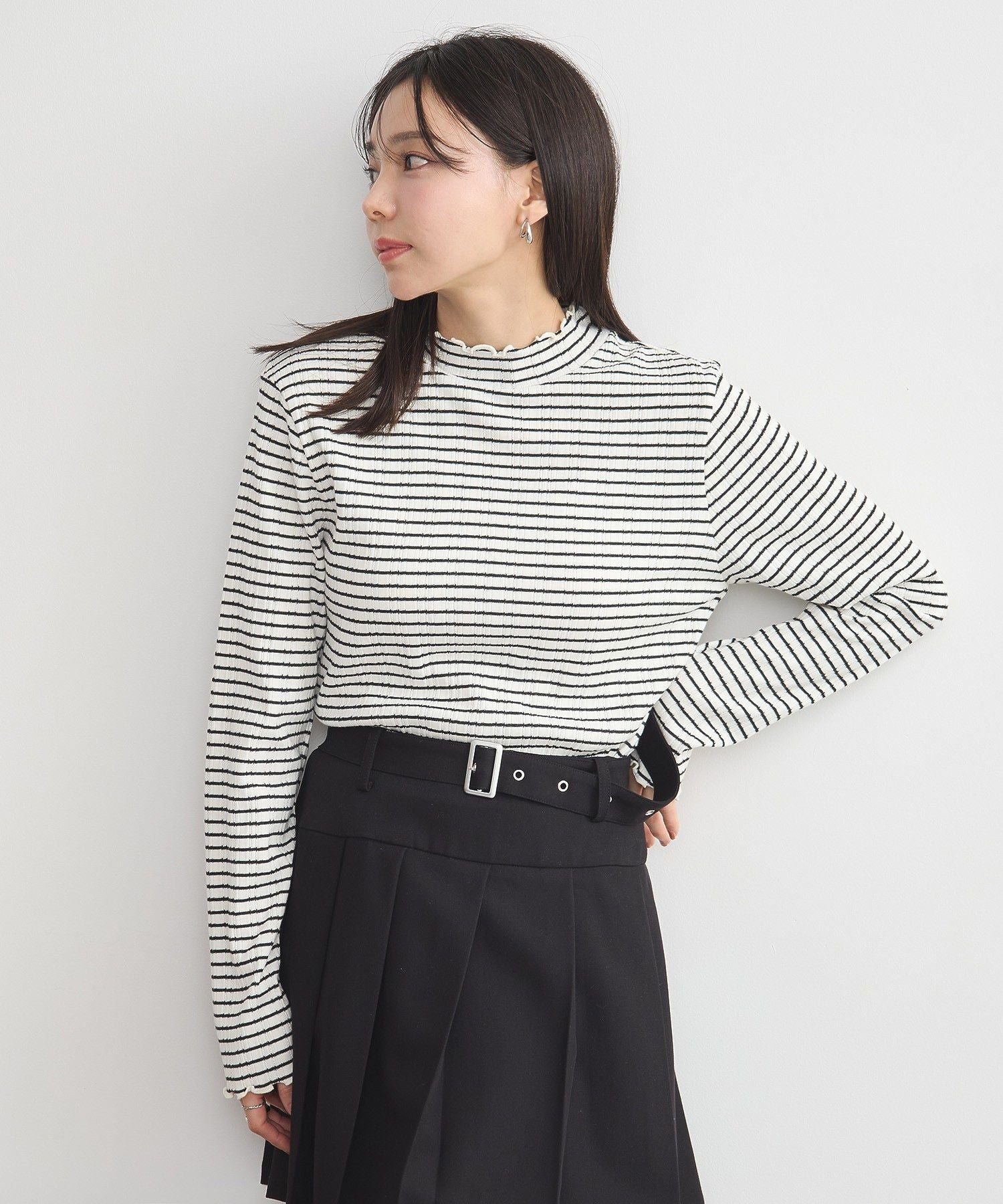 アースミュージックアンドエコロジー earth music&ecology ランダムチェーンリブハイネックプルオーバー （イエロー） イエロー