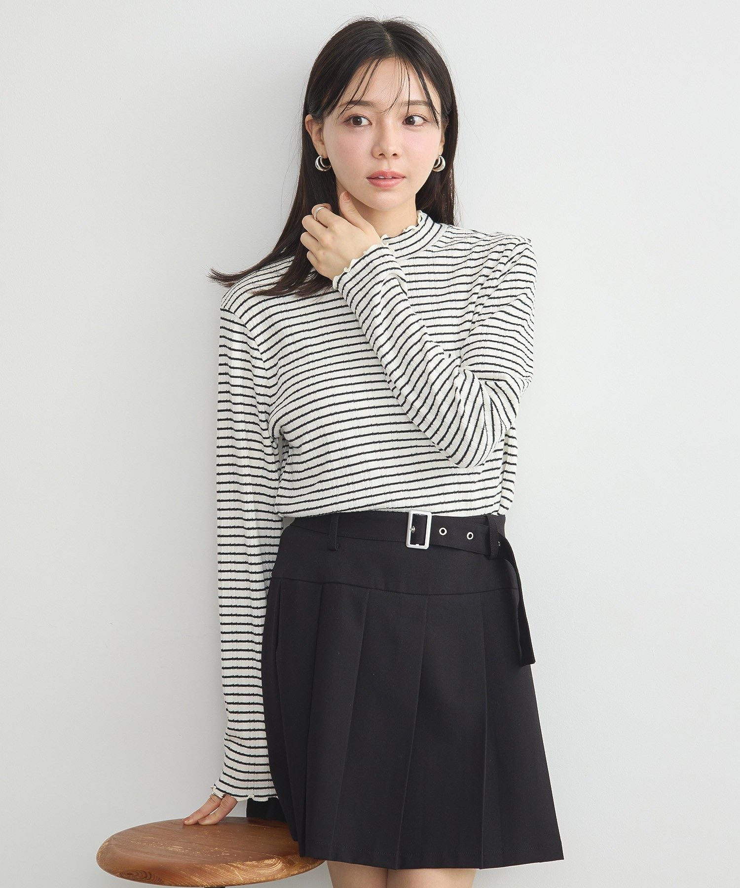 アースミュージックアンドエコロジー earth music&ecology ランダムチェーンリブハイネックプルオーバー （イエロー） イエロー