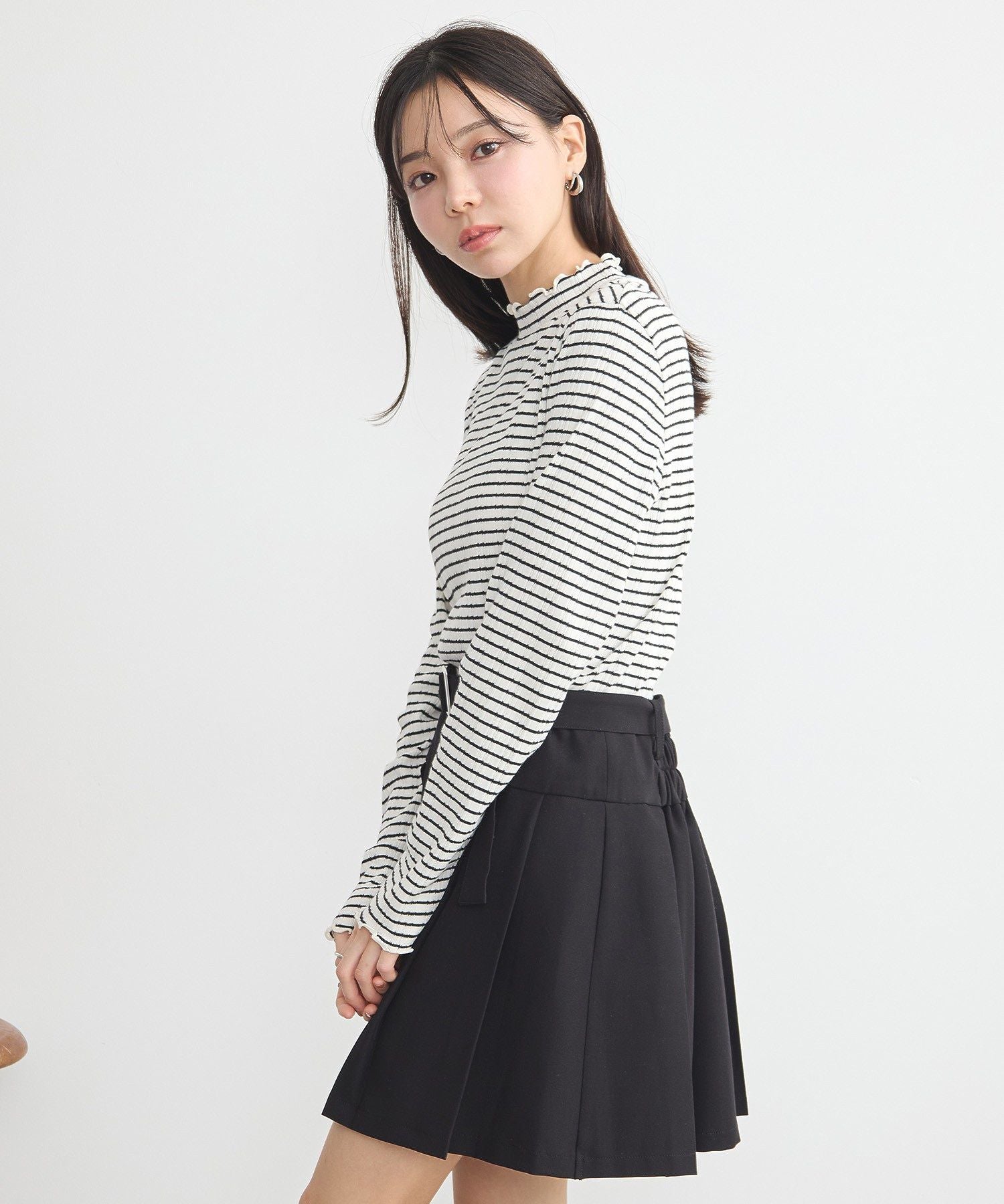 アースミュージックアンドエコロジー earth music&ecology ランダムチェーンリブハイネックプルオーバー （イエロー） イエロー