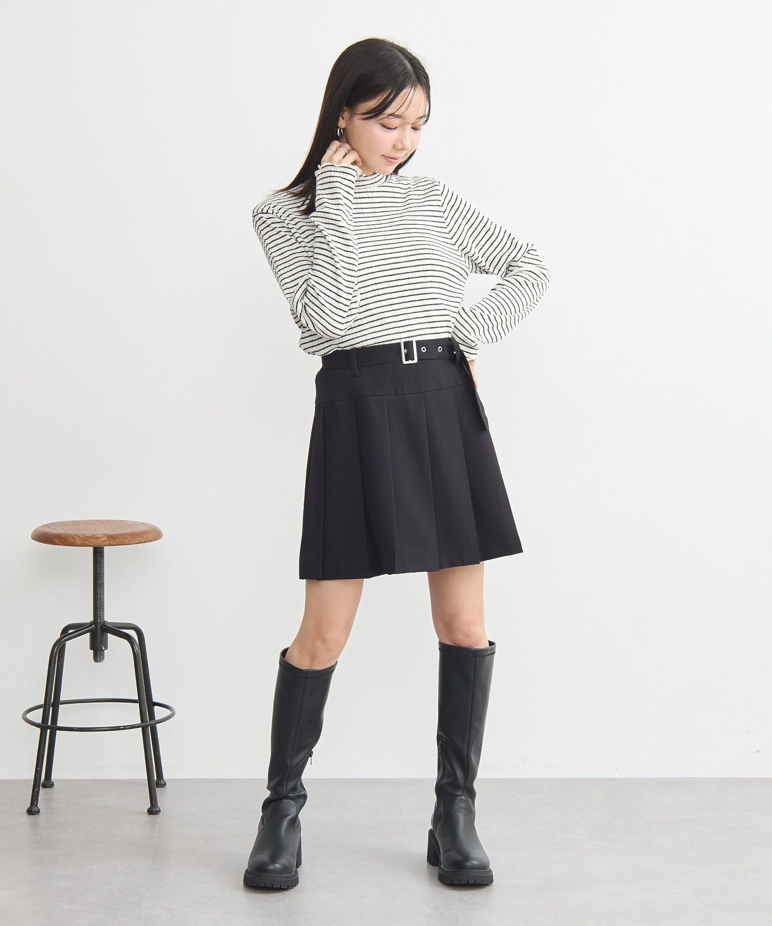 アースミュージックアンドエコロジー earth music&ecology ランダムチェーンリブハイネックプルオーバー （イエロー） イエロー