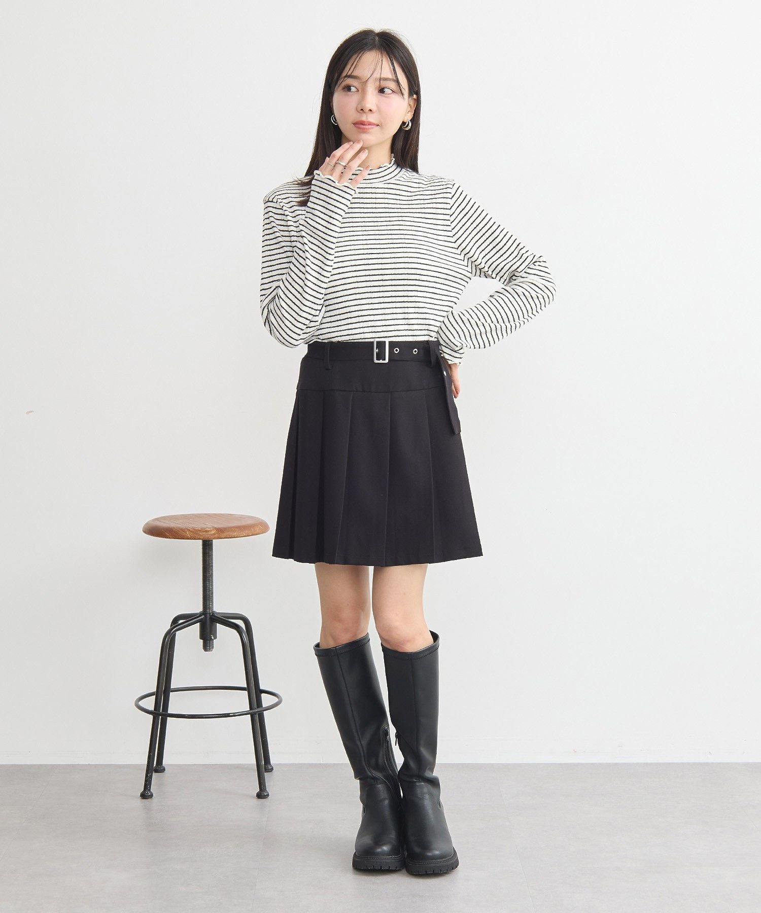 アースミュージックアンドエコロジー earth music&ecology ランダムチェーンリブハイネックプルオーバー （イエロー） イエロー