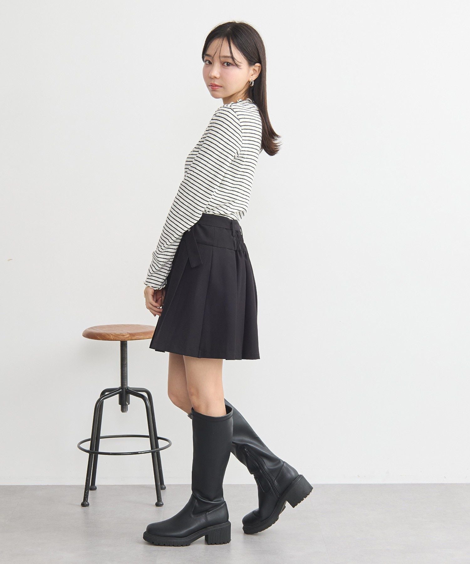 アースミュージックアンドエコロジー earth music&ecology ランダムチェーンリブハイネックプルオーバー （イエロー） イエロー