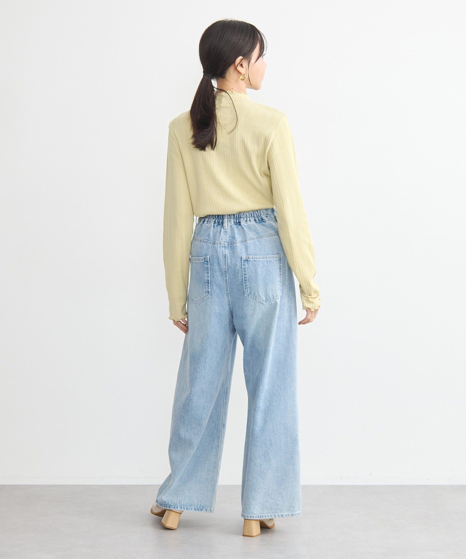 アースミュージックアンドエコロジー earth music&ecology ランダムチェーンリブハイネックプルオーバー （イエロー） イエロー