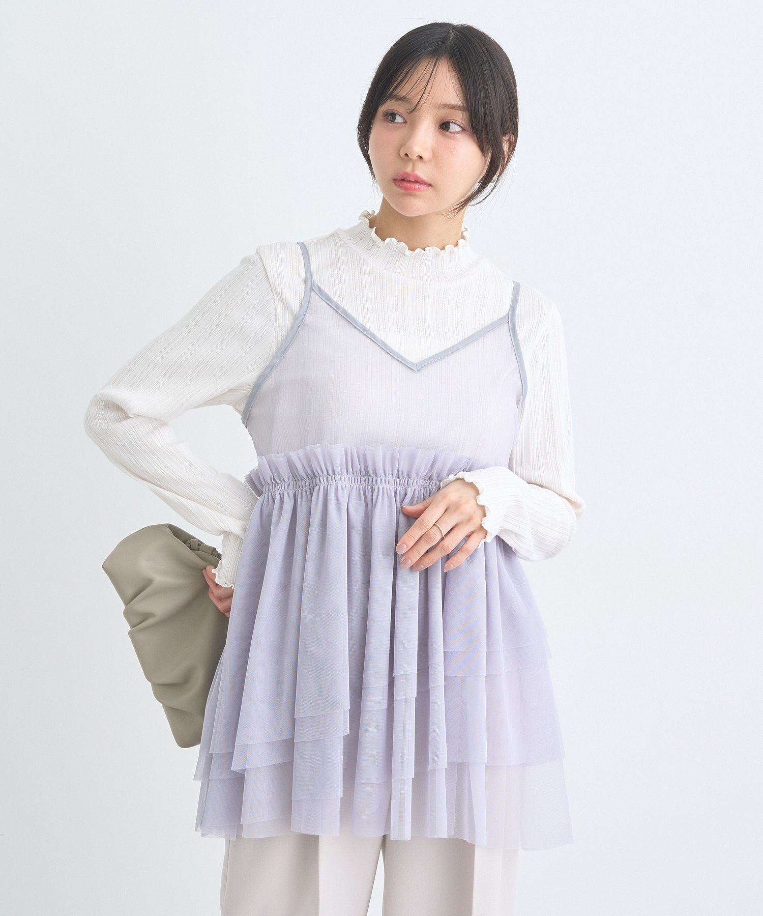 アースミュージックアンドエコロジー earth music&ecology ランダムチェーンリブハイネックプルオーバー （イエロー） イエロー