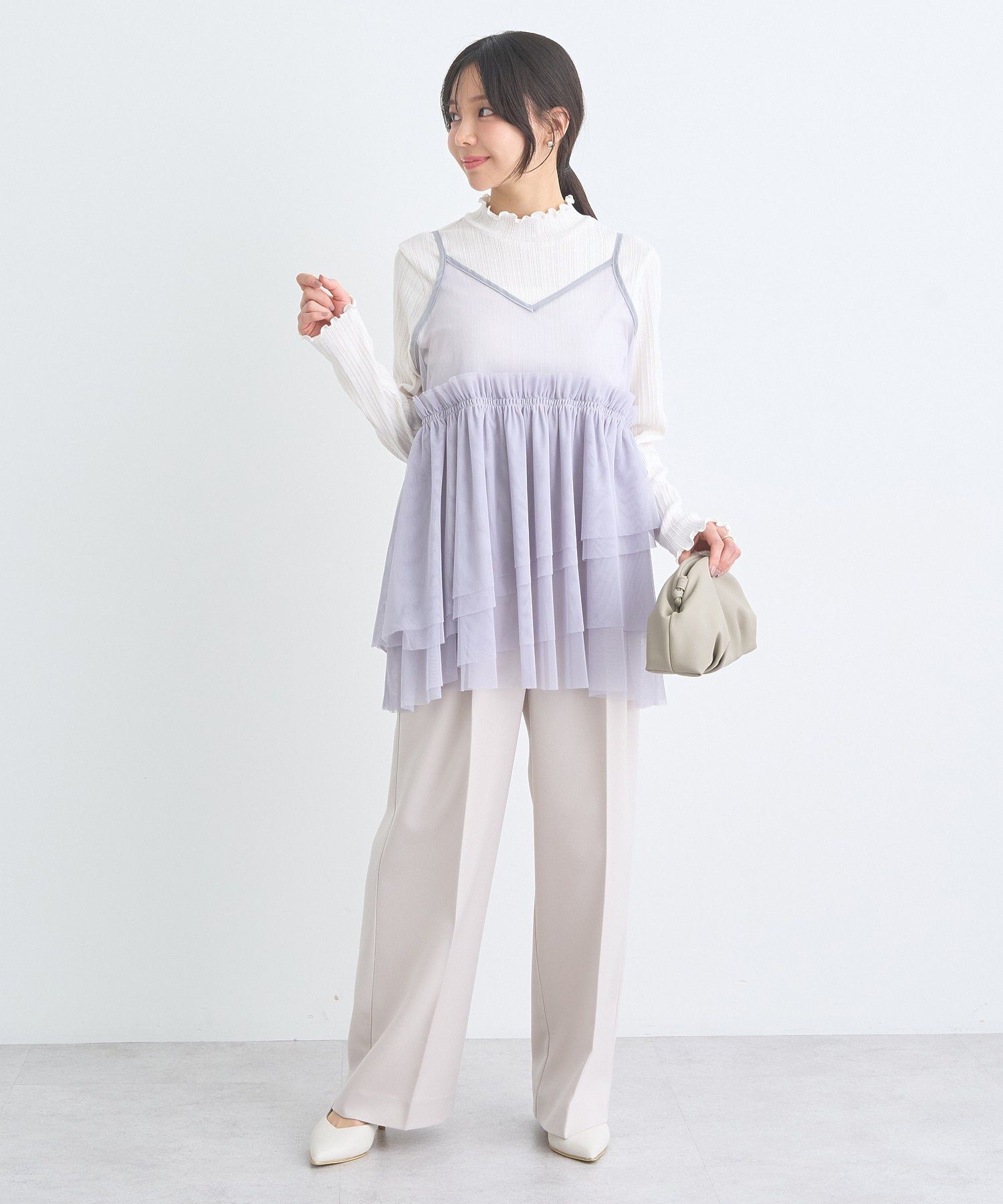 アースミュージックアンドエコロジー earth music&ecology ランダムチェーンリブハイネックプルオーバー （イエロー） イエロー