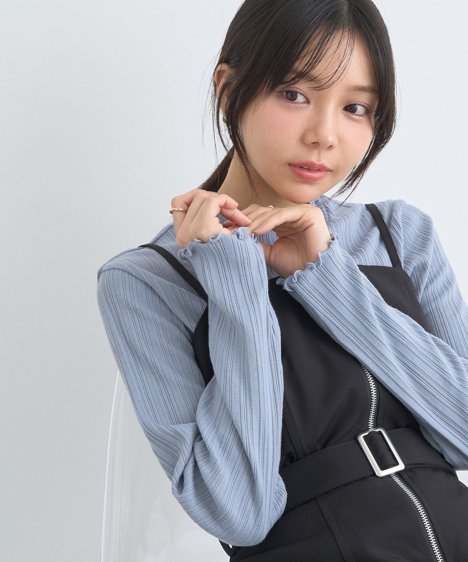 アースミュージックアンドエコロジー earth music&ecology ランダムチェーンリブハイネックプルオーバー （イエロー） イエロー