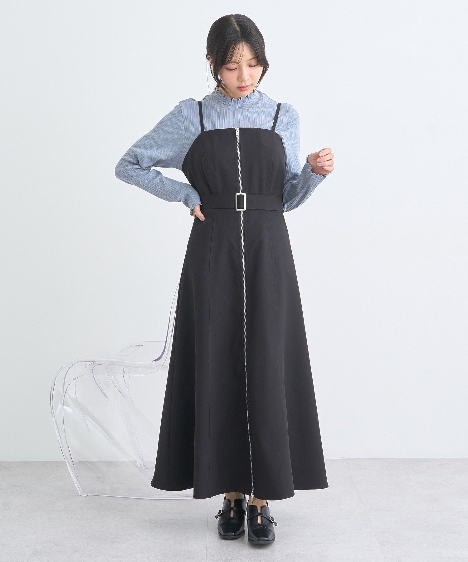 アースミュージックアンドエコロジー earth music&ecology ランダムチェーンリブハイネックプルオーバー （イエロー） イエロー