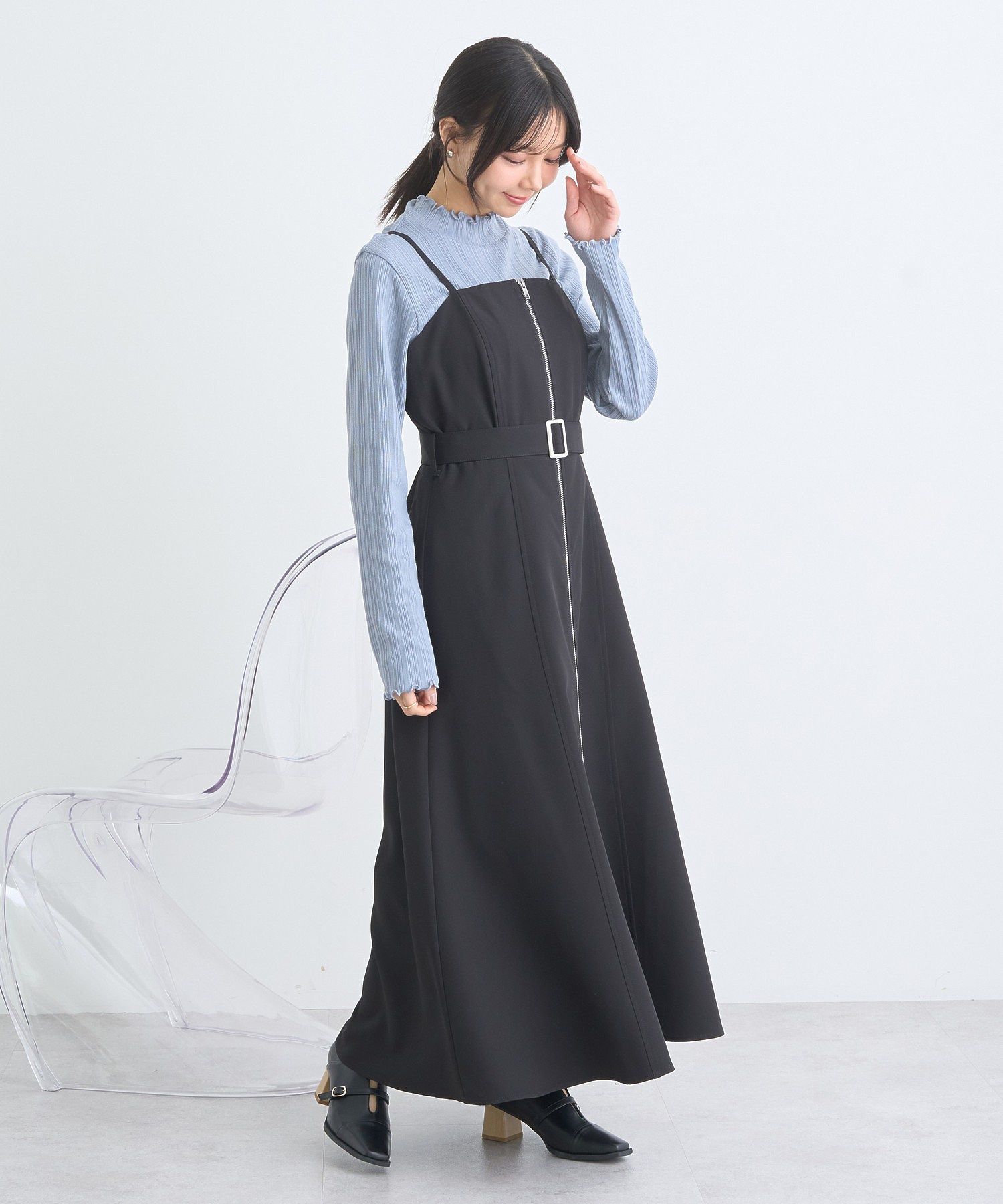 アースミュージックアンドエコロジー earth music&ecology ランダムチェーンリブハイネックプルオーバー （イエロー） イエロー