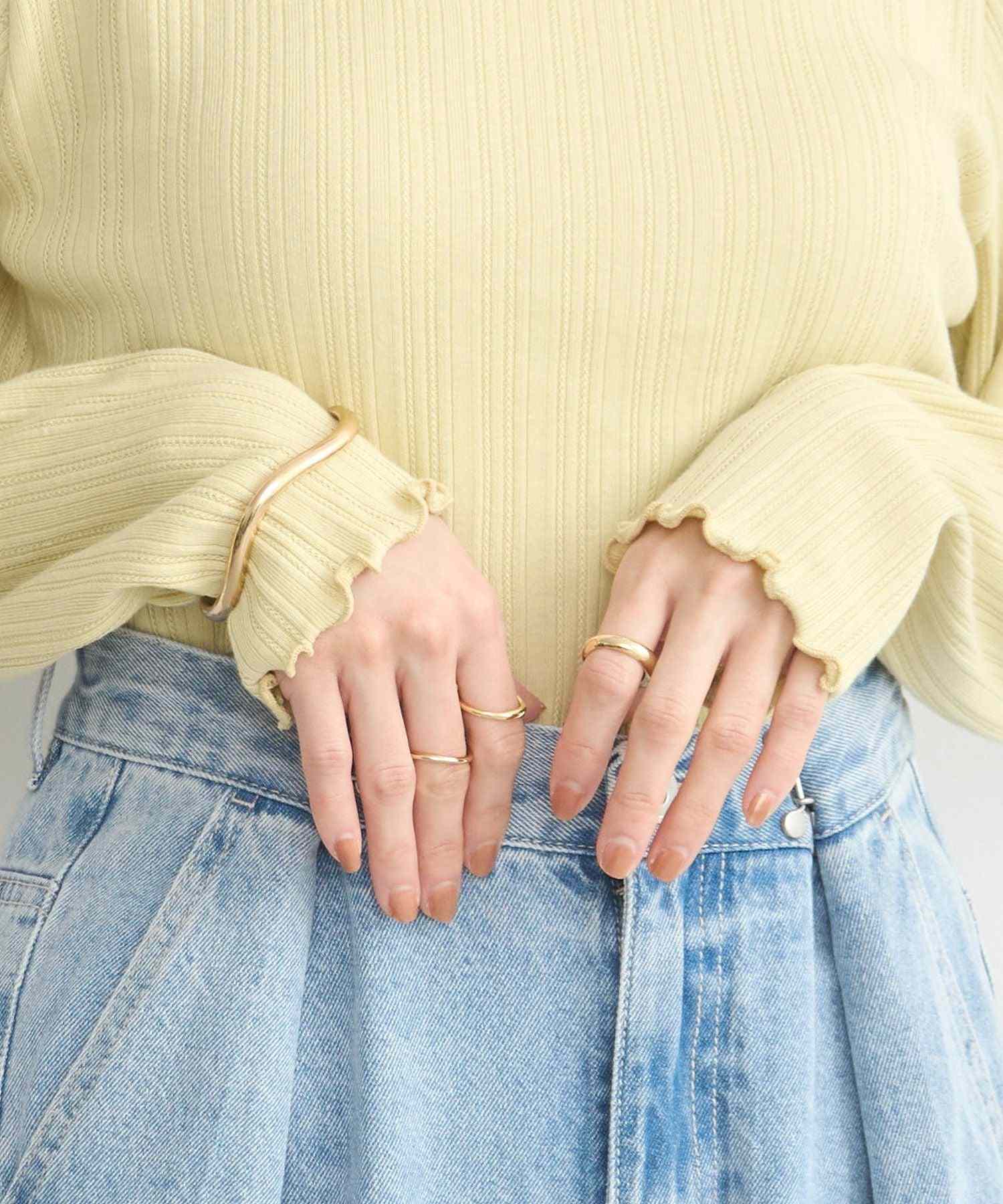 アースミュージックアンドエコロジー earth music&ecology ランダムチェーンリブハイネックプルオーバー （イエロー） イエロー