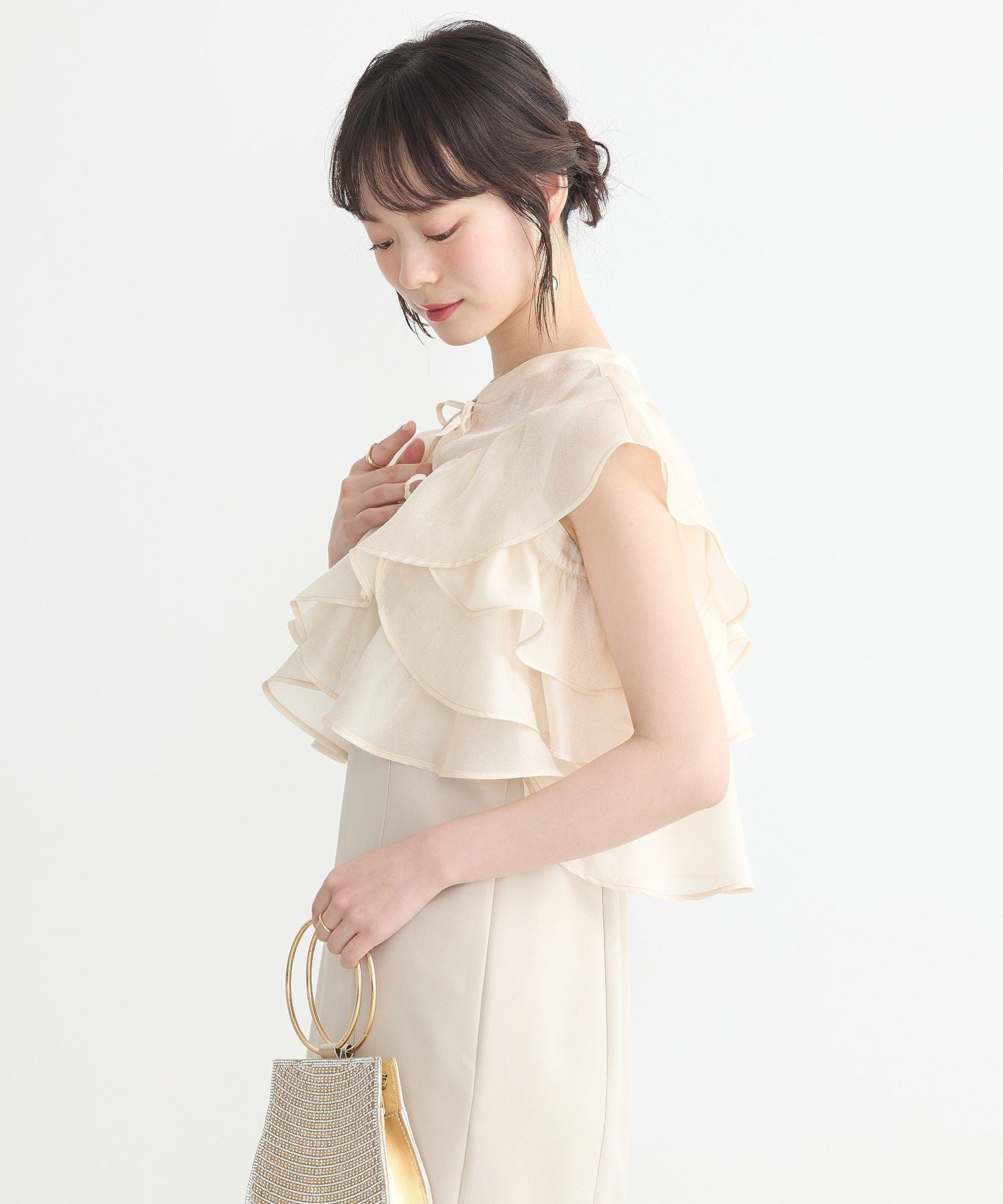 アースミュージックアンドエコロジー earth music&ecology SET2点フリルボレロ＋ナローワンピース （ライトベージュ） ライトベージュ