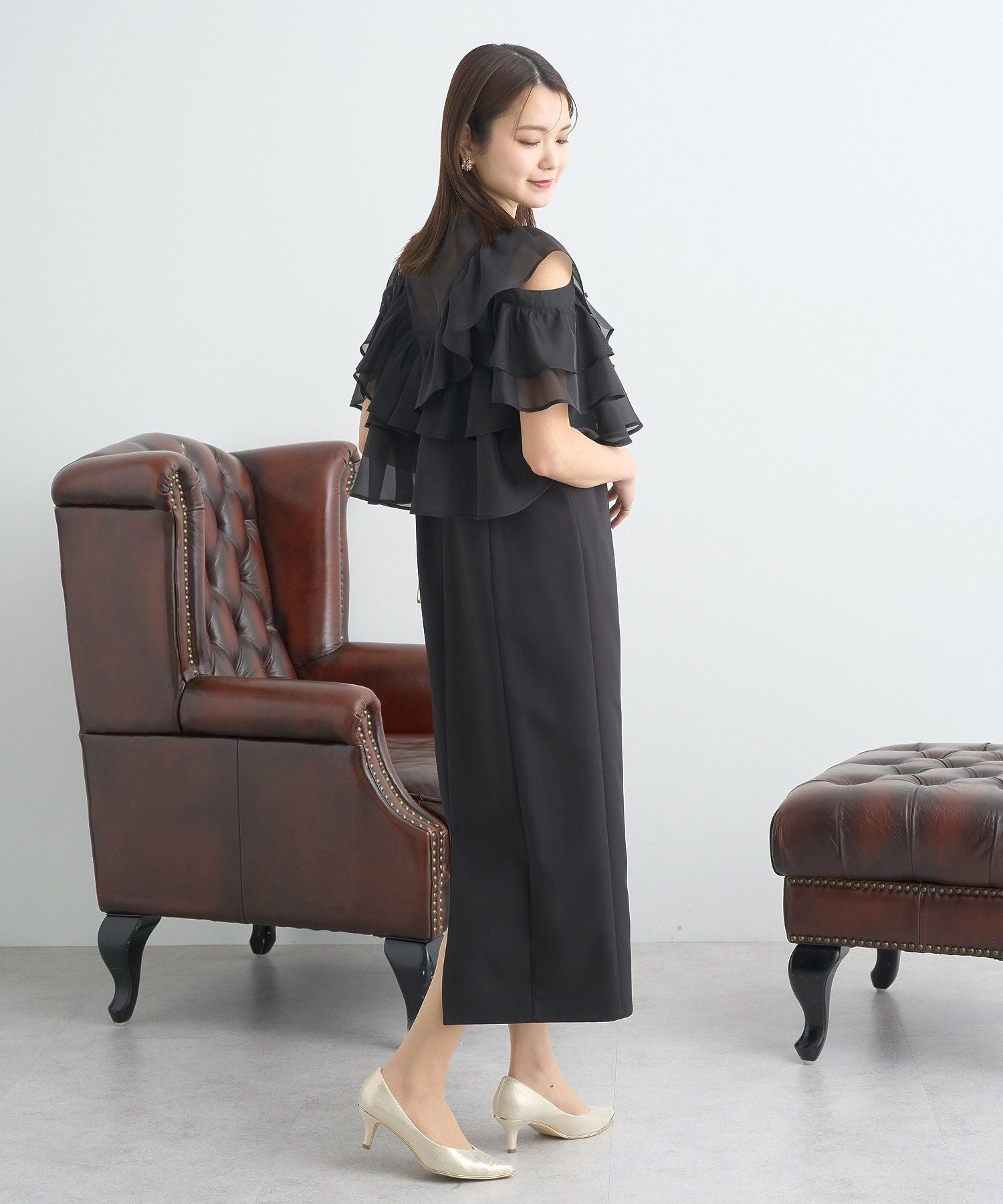 アースミュージックアンドエコロジー earth music&ecology SET2点フリルボレロ＋ナローワンピース （ライトベージュ） ライトベージュ