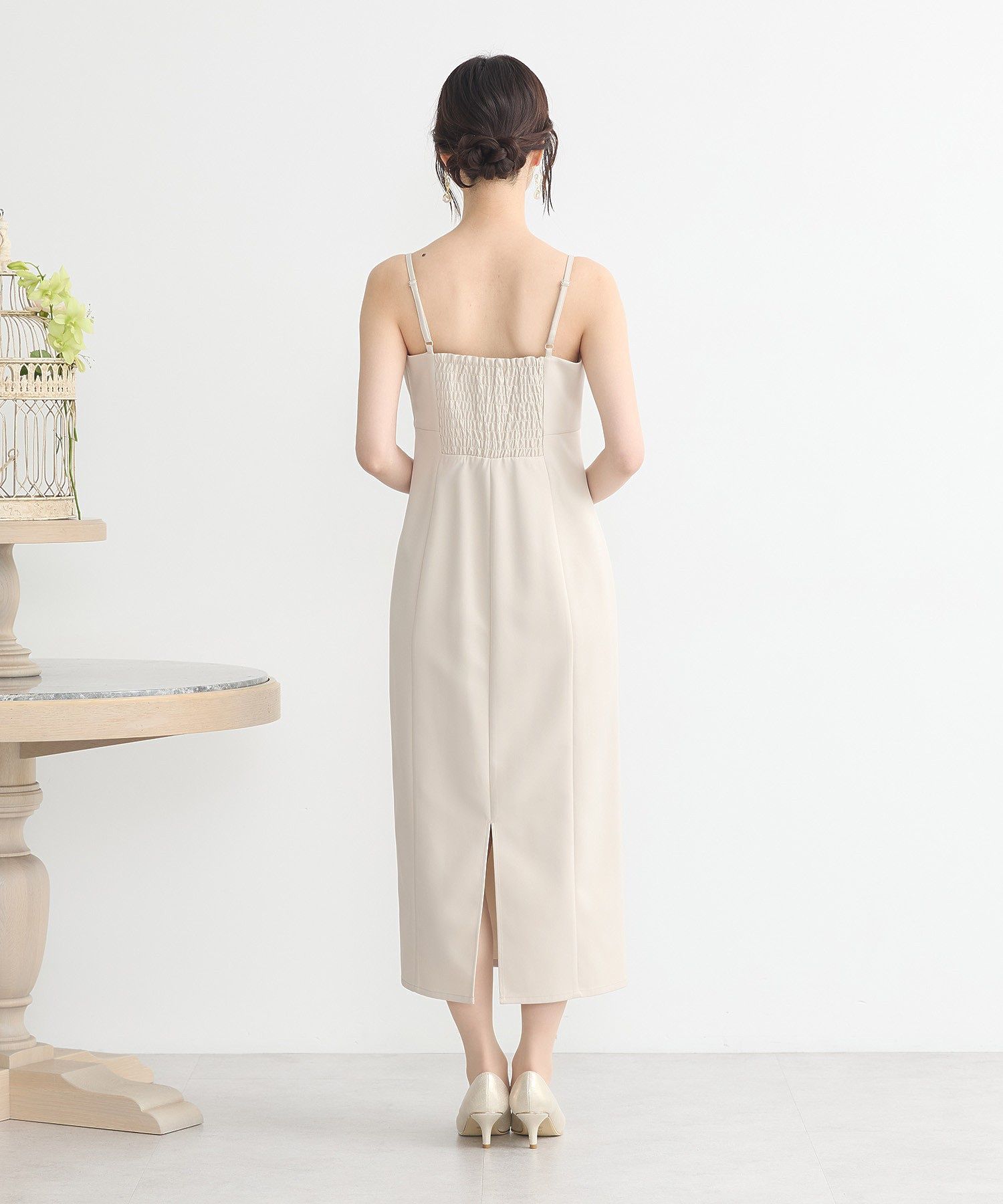 アースミュージックアンドエコロジー earth music&ecology SET2点フリルボレロ＋ナローワンピース （ライトベージュ） ライトベージュ