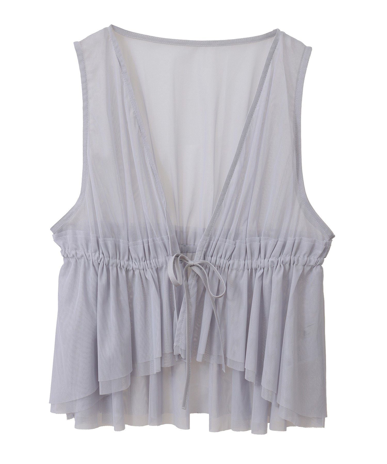 アースミュージックアンドエコロジー earth music&ecology チュールドロストギャザーベスト （アイボリー） アイボリー