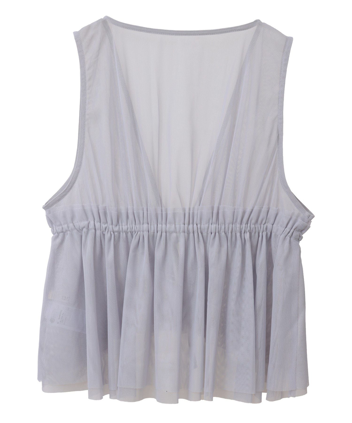 アースミュージックアンドエコロジー earth music&ecology チュールドロストギャザーベスト （アイボリー） アイボリー