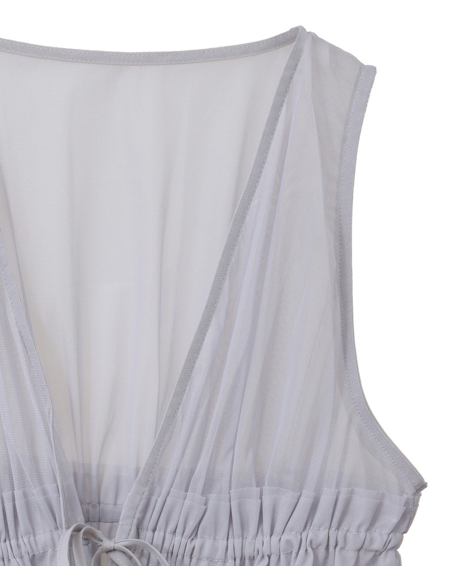 アースミュージックアンドエコロジー earth music&ecology チュールドロストギャザーベスト （アイボリー） アイボリー