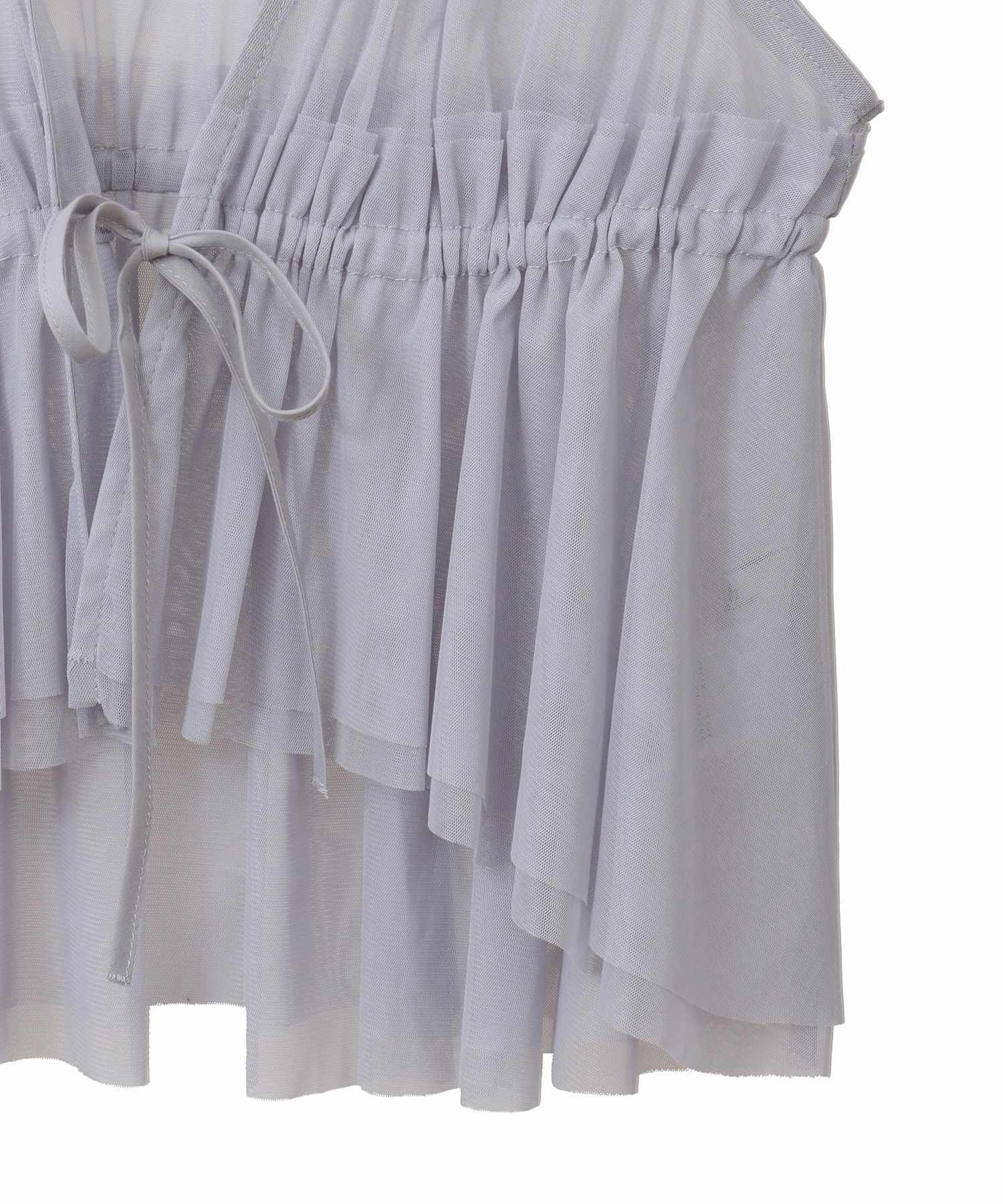 アースミュージックアンドエコロジー earth music&ecology チュールドロストギャザーベスト （アイボリー） アイボリー