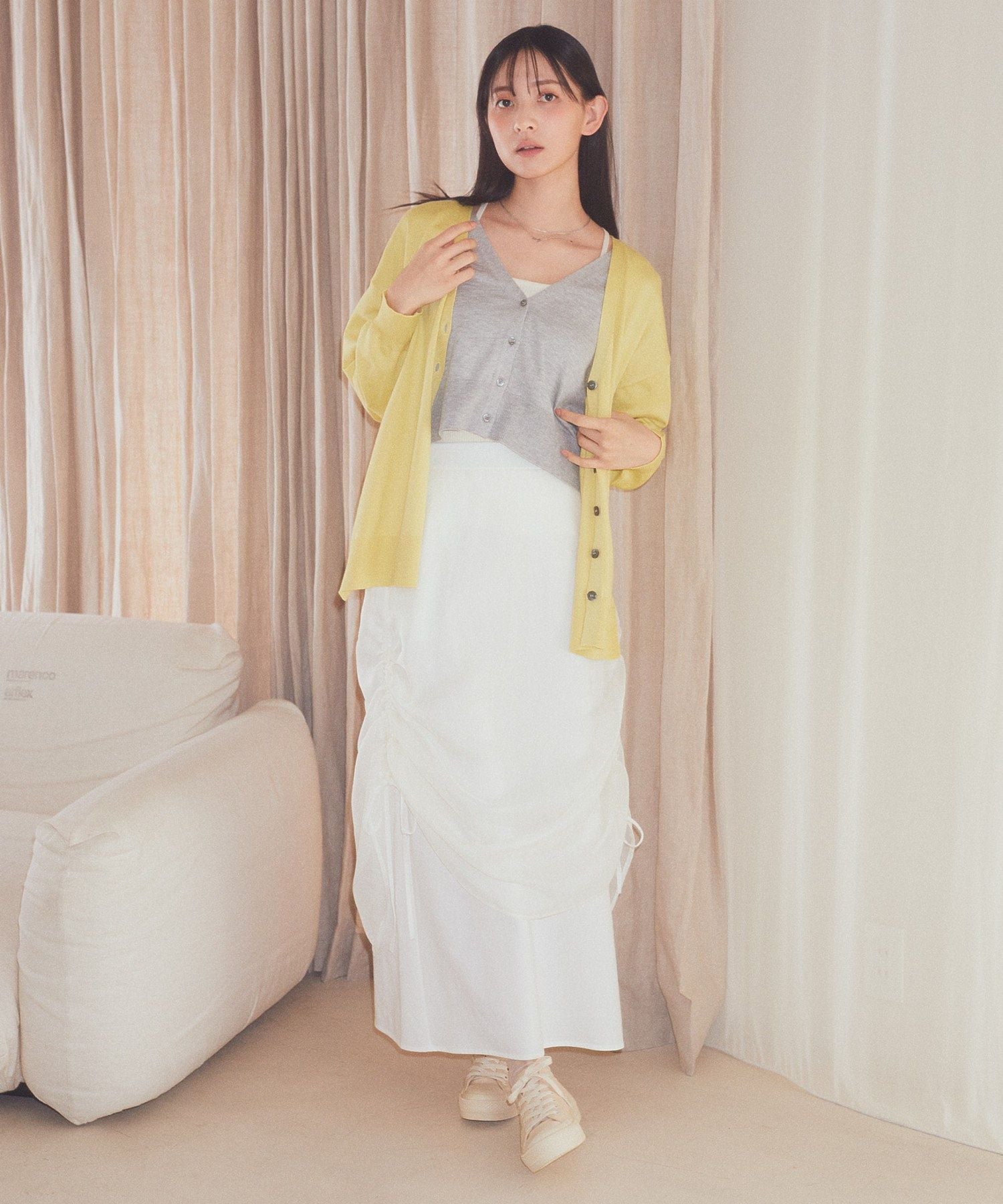 アースミュージックアンドエコロジー earth music&ecology シフォンドロストレイヤードスカート （ブラック） ブラック