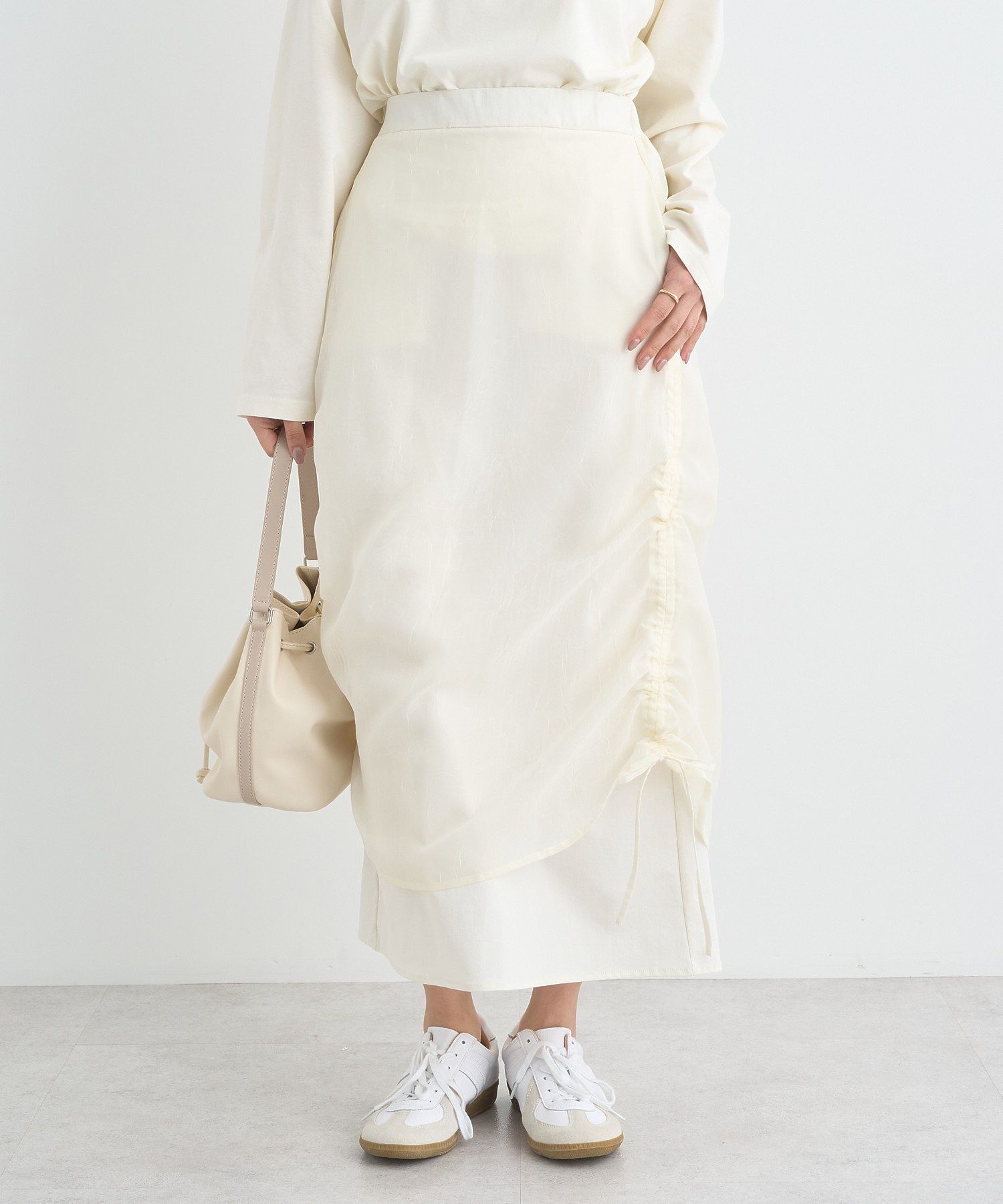 アースミュージックアンドエコロジー earth music&ecology シフォンドロストレイヤードスカート （ブラック） ブラック