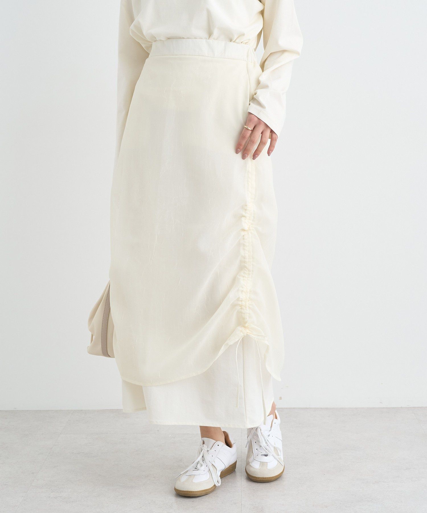 アースミュージックアンドエコロジー earth music&ecology シフォンドロストレイヤードスカート （ブラック） ブラック