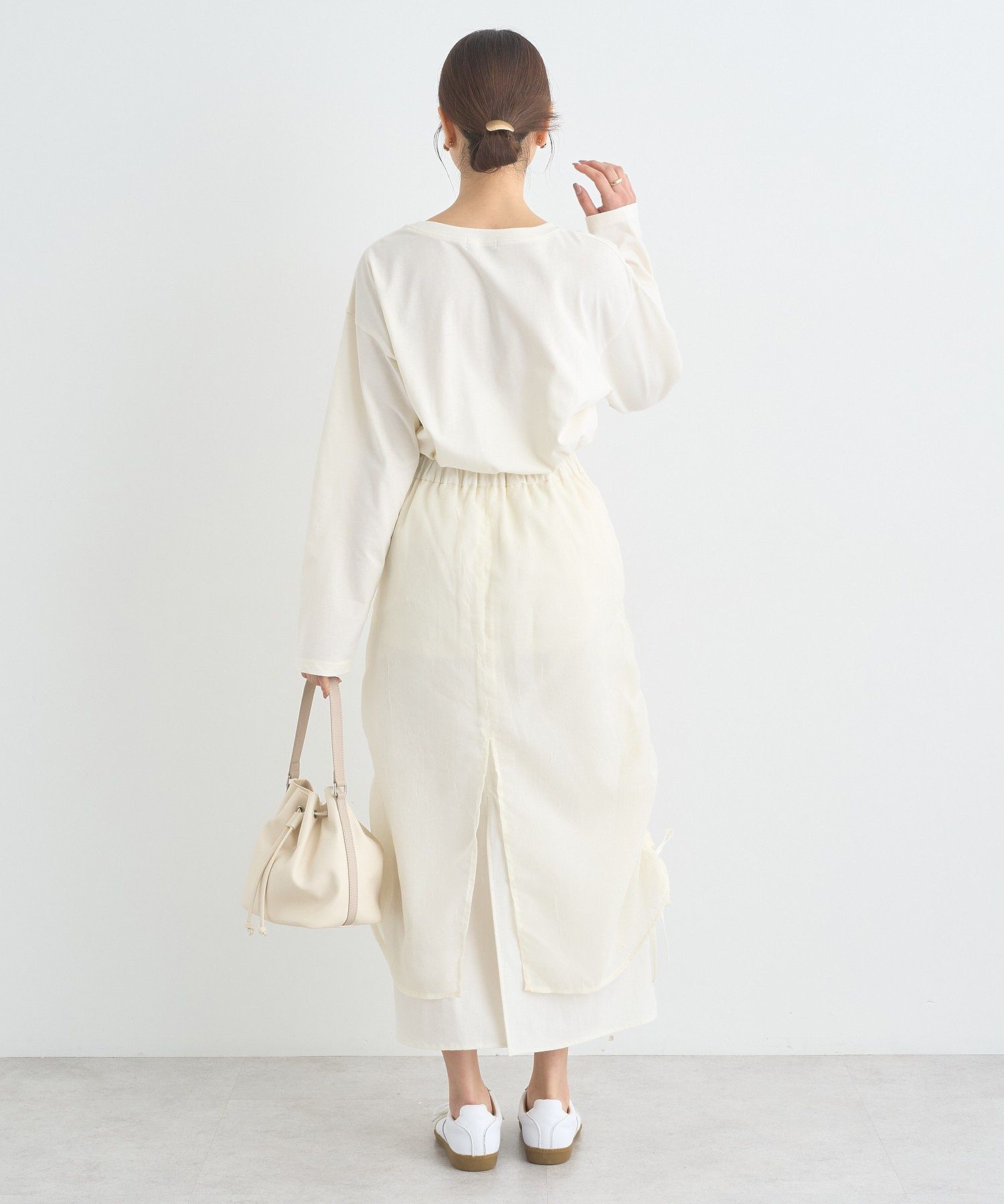 アースミュージックアンドエコロジー earth music&ecology シフォンドロストレイヤードスカート （ブラック） ブラック