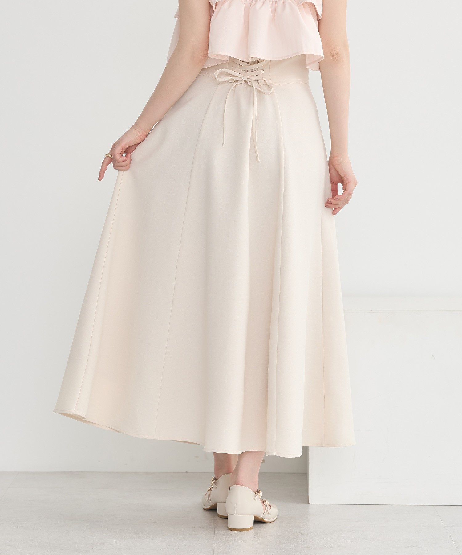 アースミュージックアンドエコロジー earth music&ecology バックレースアップスカート （ブラック） ブラック