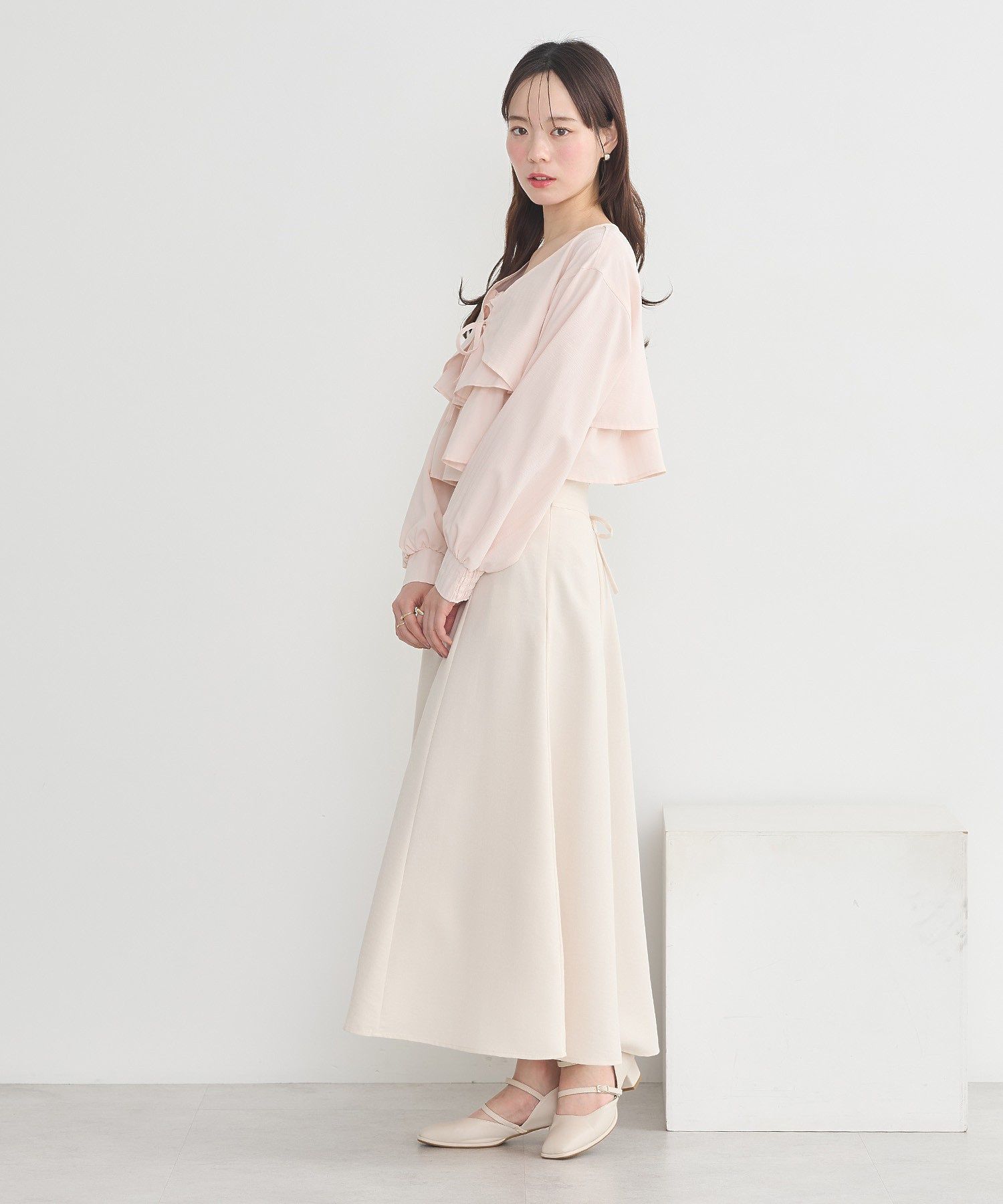 アースミュージックアンドエコロジー earth music&ecology バックレースアップスカート （ブラック） ブラック