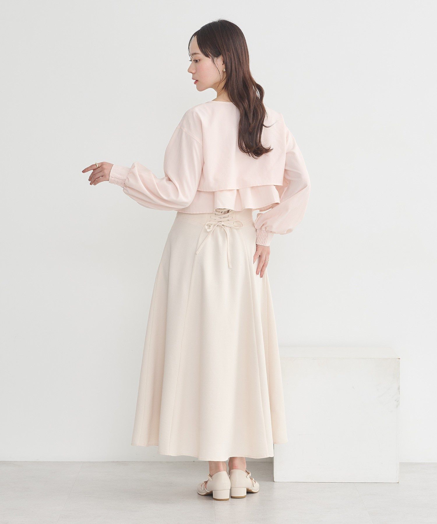 アースミュージックアンドエコロジー earth music&ecology バックレースアップスカート （ブラック） ブラック