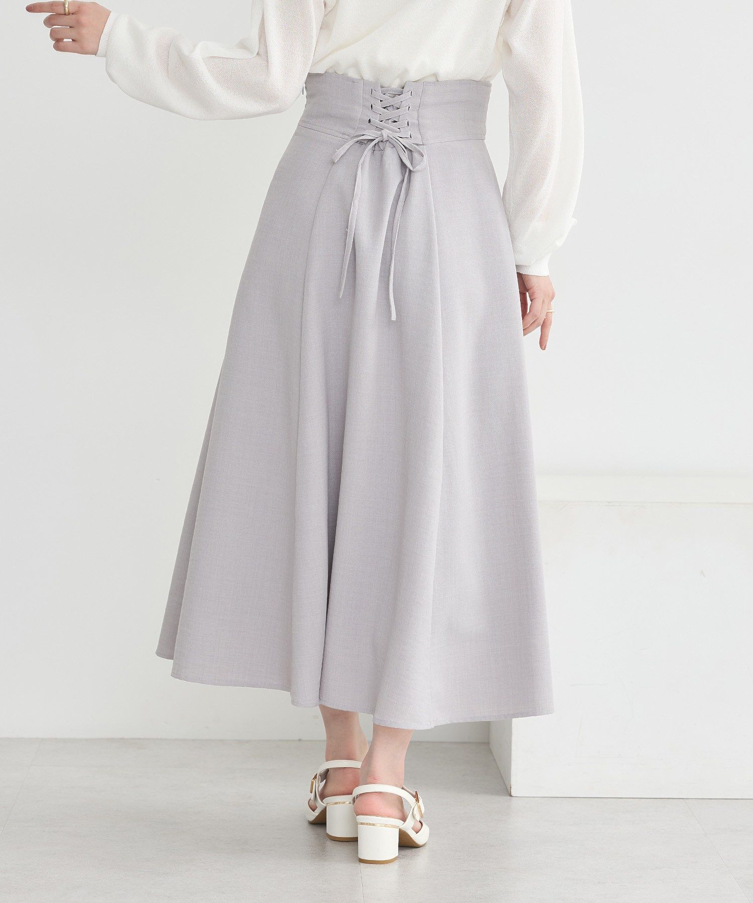 アースミュージックアンドエコロジー earth music&ecology バックレースアップスカート （ブラック） ブラック