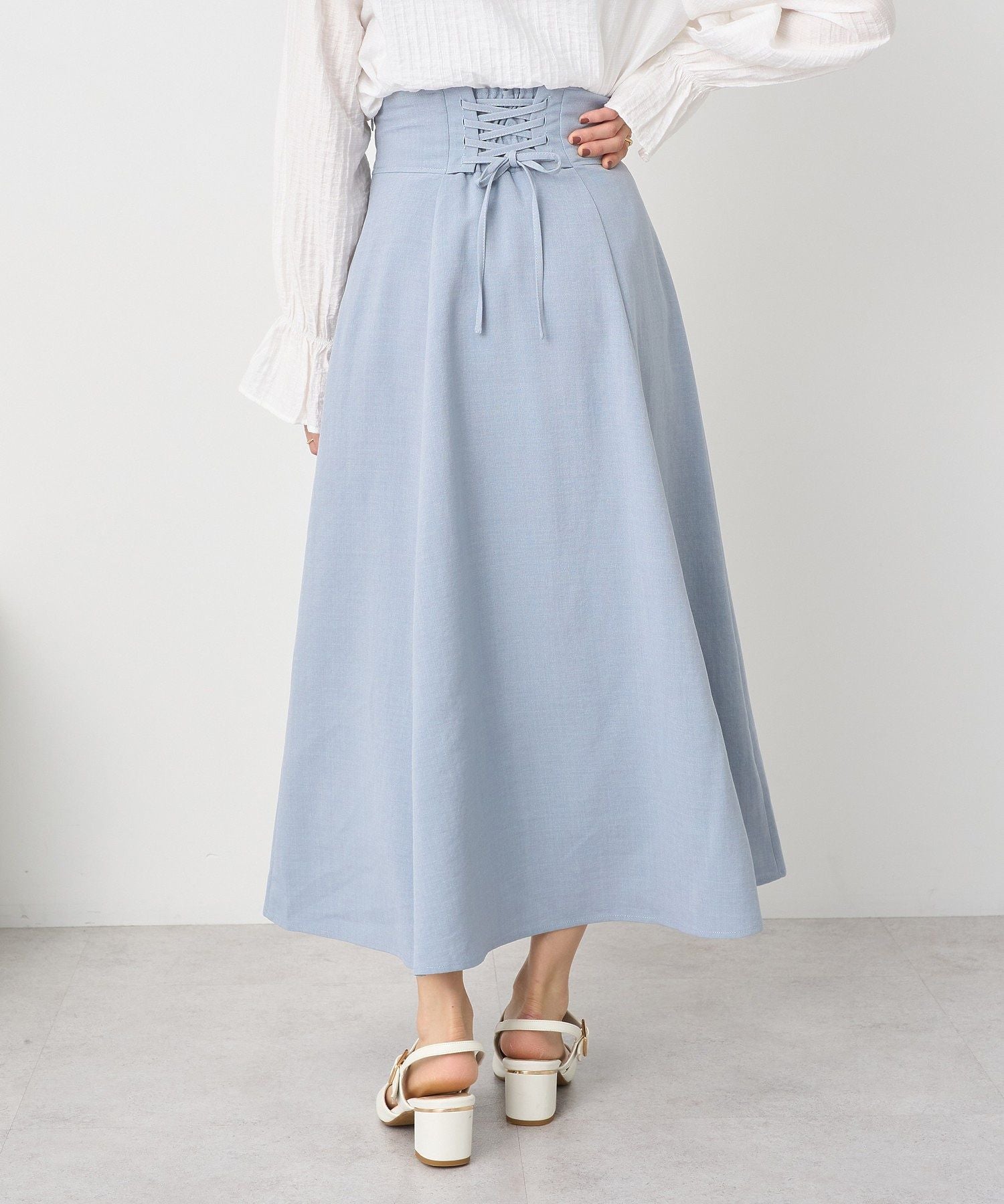 アースミュージックアンドエコロジー earth music&ecology バックレースアップスカート （ブラック） ブラック