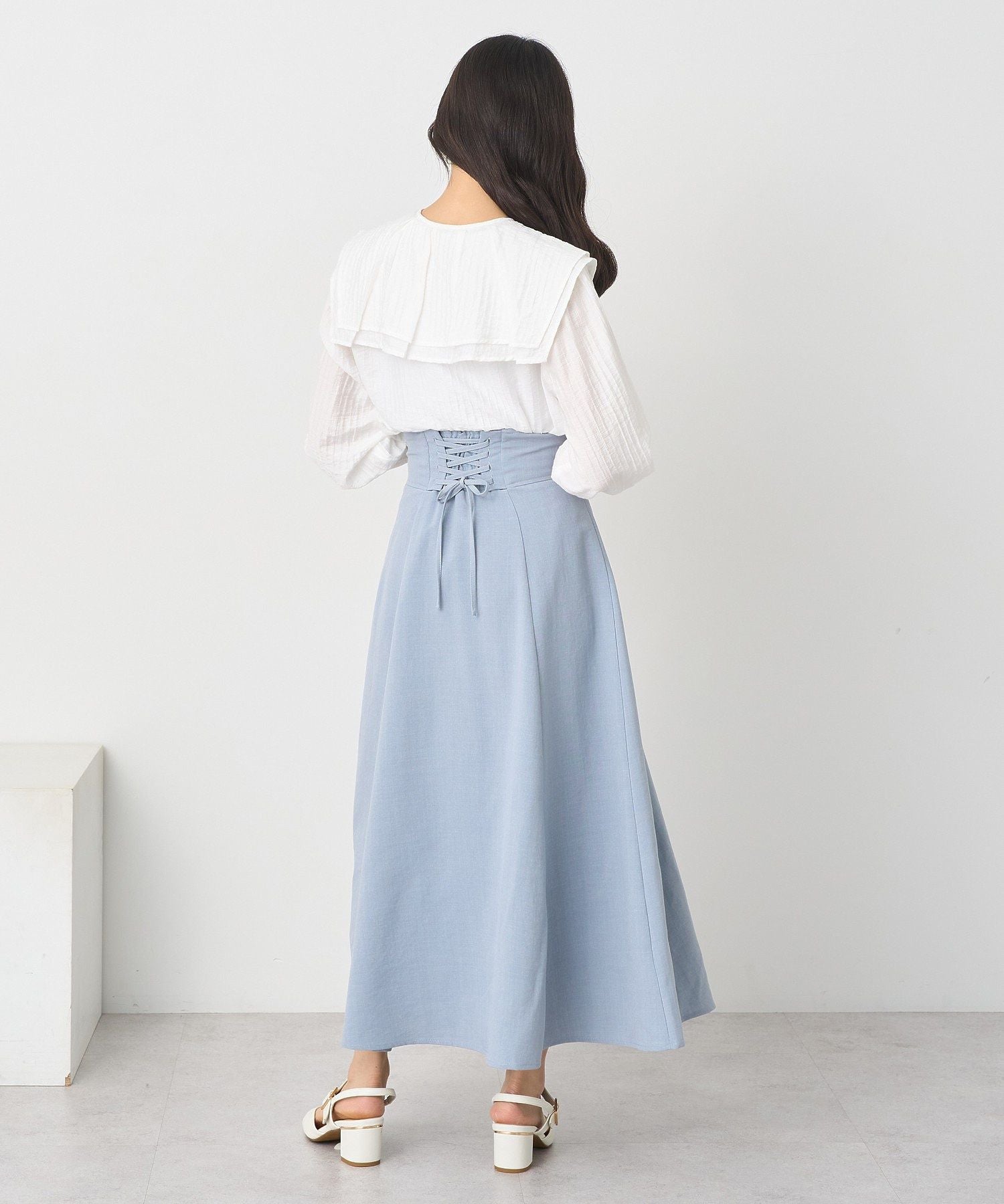 アースミュージックアンドエコロジー earth music&ecology バックレースアップスカート （ブラック） ブラック