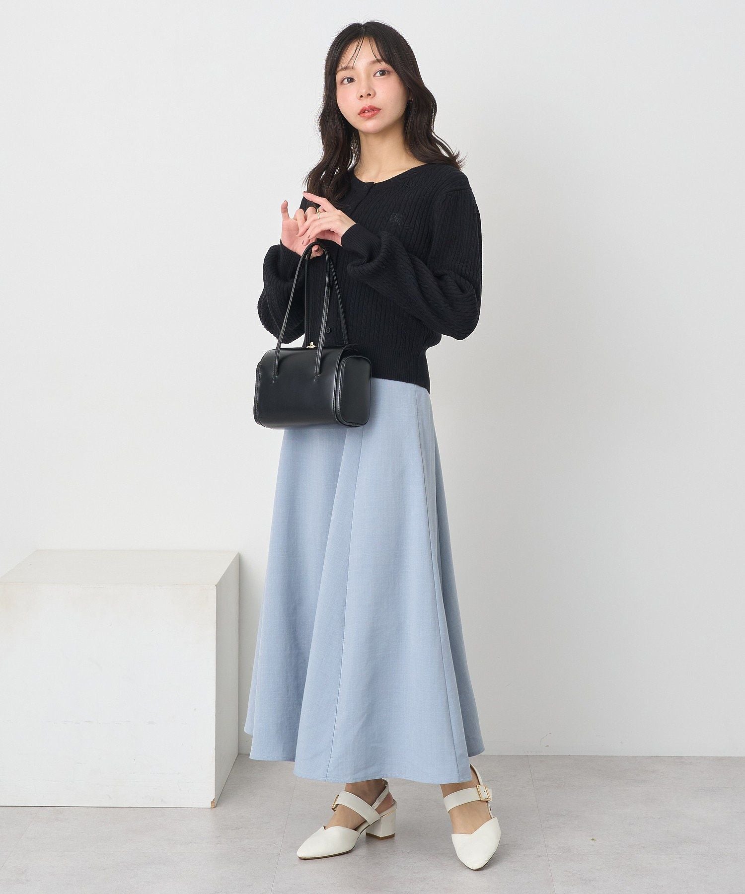 アースミュージックアンドエコロジー earth music&ecology バックレースアップスカート （ブラック） ブラック