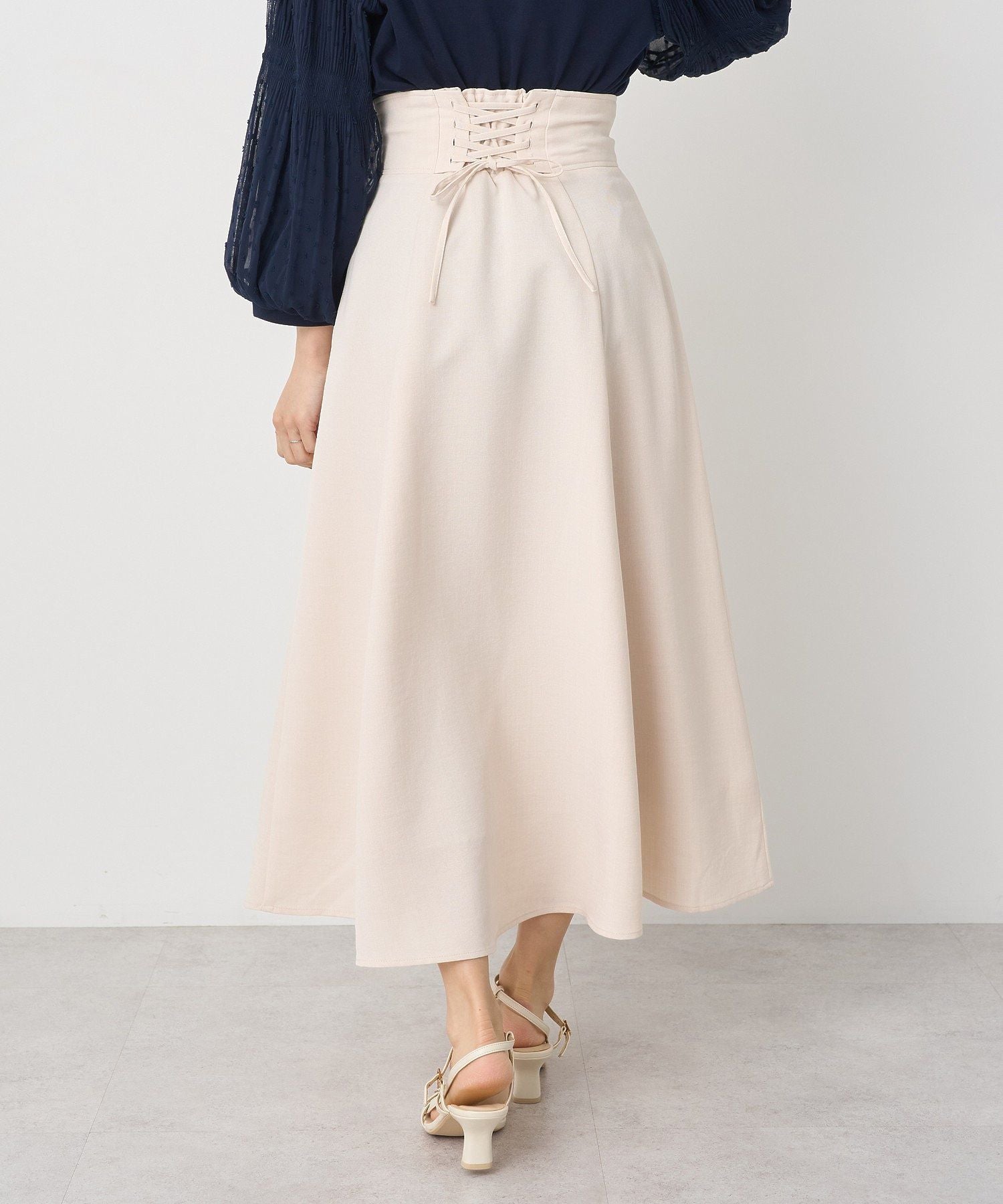 アースミュージックアンドエコロジー earth music&ecology バックレースアップスカート （ブラック） ブラック