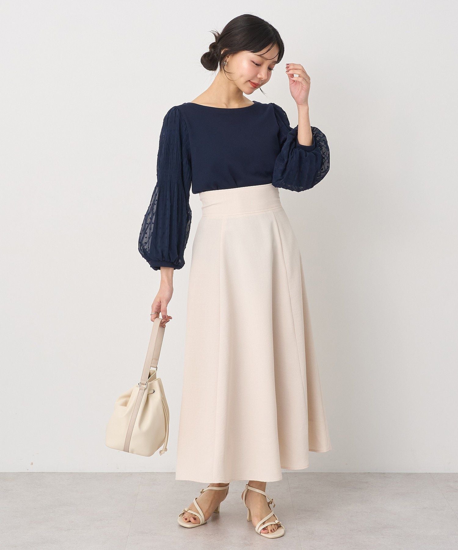 アースミュージックアンドエコロジー earth music&ecology バックレースアップスカート （ブラック） ブラック