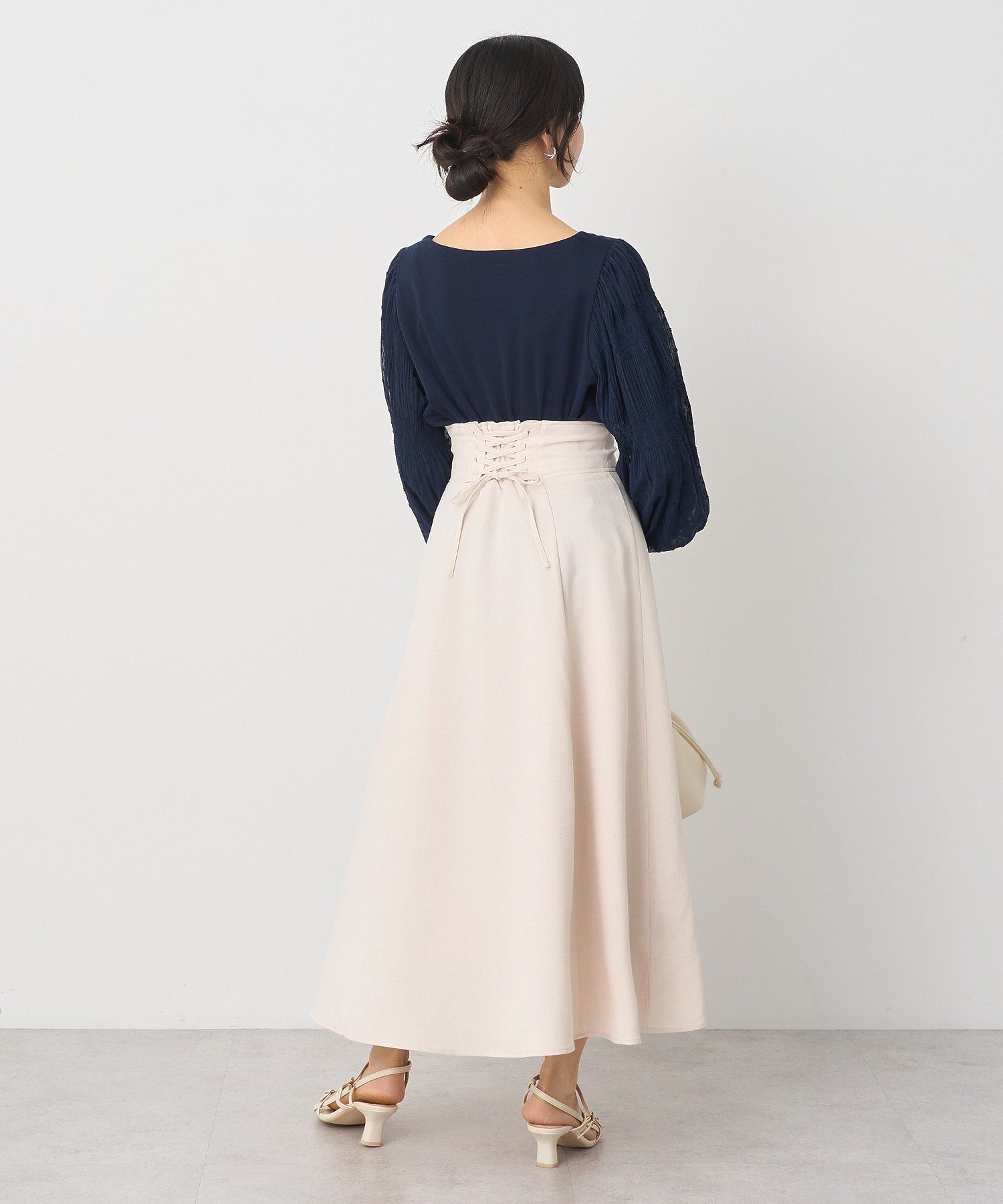 アースミュージックアンドエコロジー earth music&ecology バックレースアップスカート （ブラック） ブラック