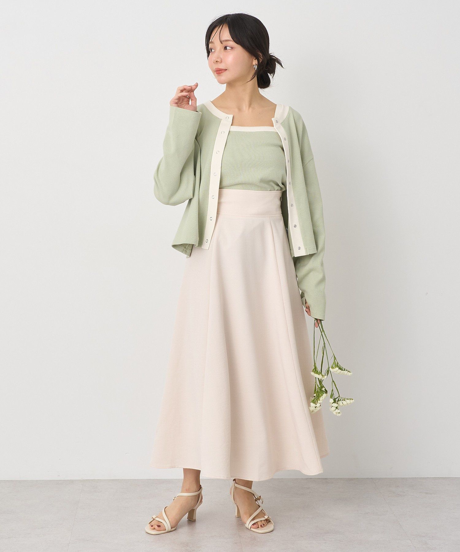 アースミュージックアンドエコロジー earth music&ecology バックレースアップスカート （ブラック） ブラック