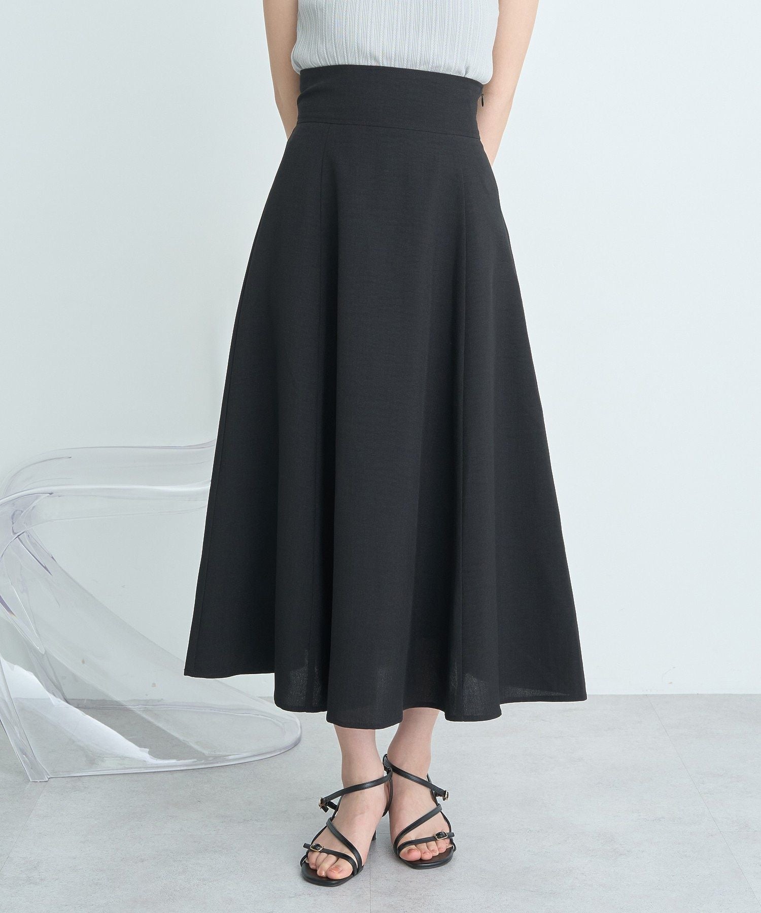 アースミュージックアンドエコロジー earth music&ecology バックレースアップスカート （ブラック） ブラック