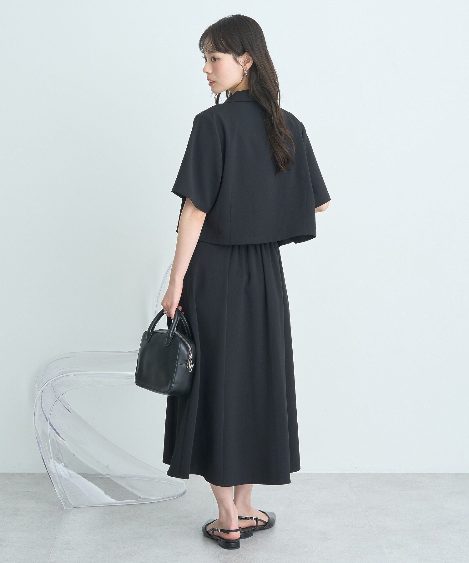 アースミュージックアンドエコロジー earth music&ecology ウエストリボンフレアスカート （サックスブルー） サックスブルー