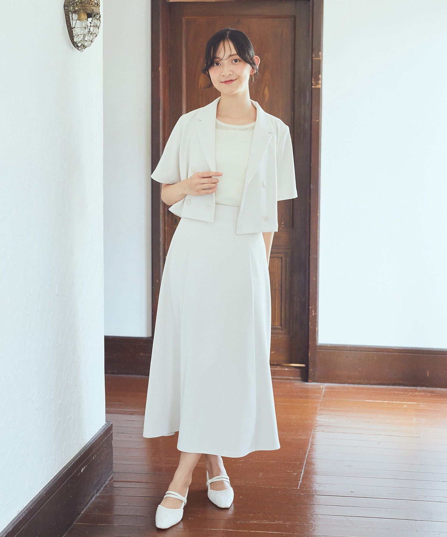 アースミュージックアンドエコロジー earth music&ecology ウエストリボンフレアスカート （サックスブルー） サックスブルー