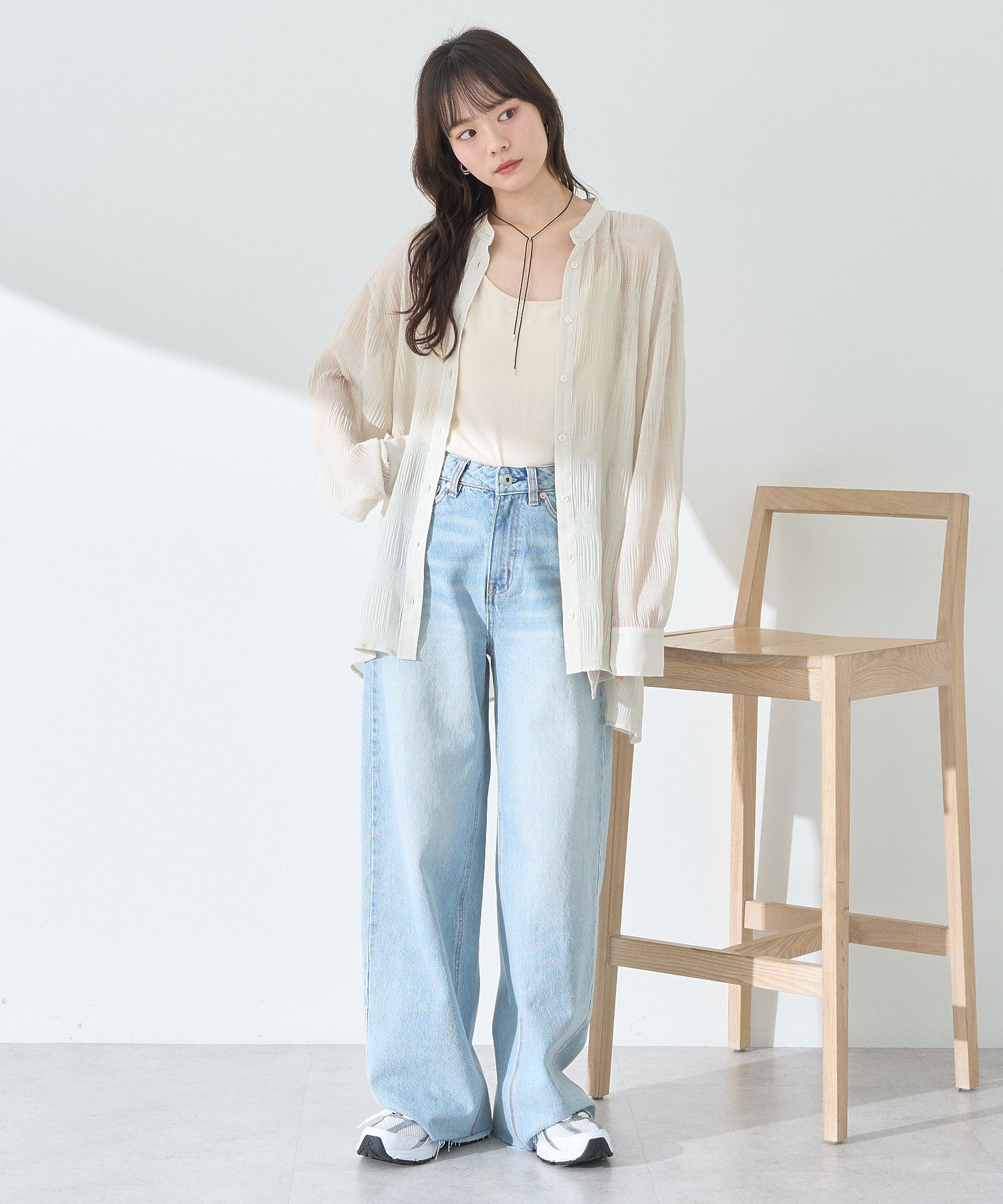 アースミュージックアンドエコロジー earth music&ecology マジョリカプリーツレギュラーシャツ （グレーベージュ） グレーベージュ